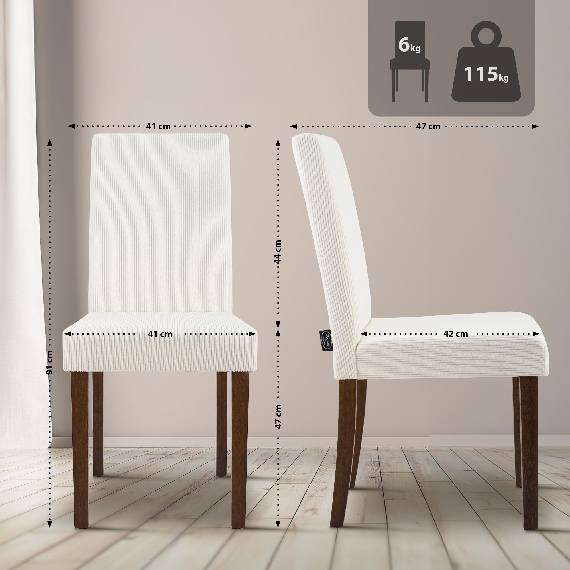 Set di 2 Sedie da Sala da Pranzo Ina in Velluto a Coste