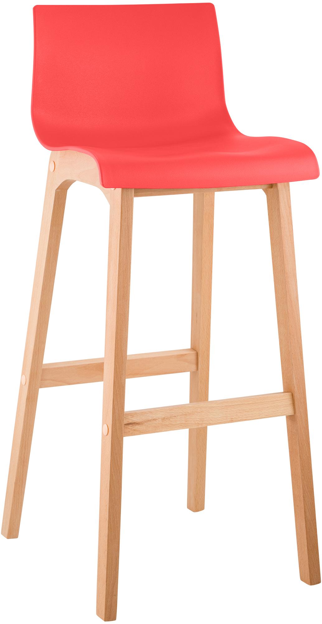 Sgabello da Bar Hover con Seduta in Plastica e Telaio in Legno Natura