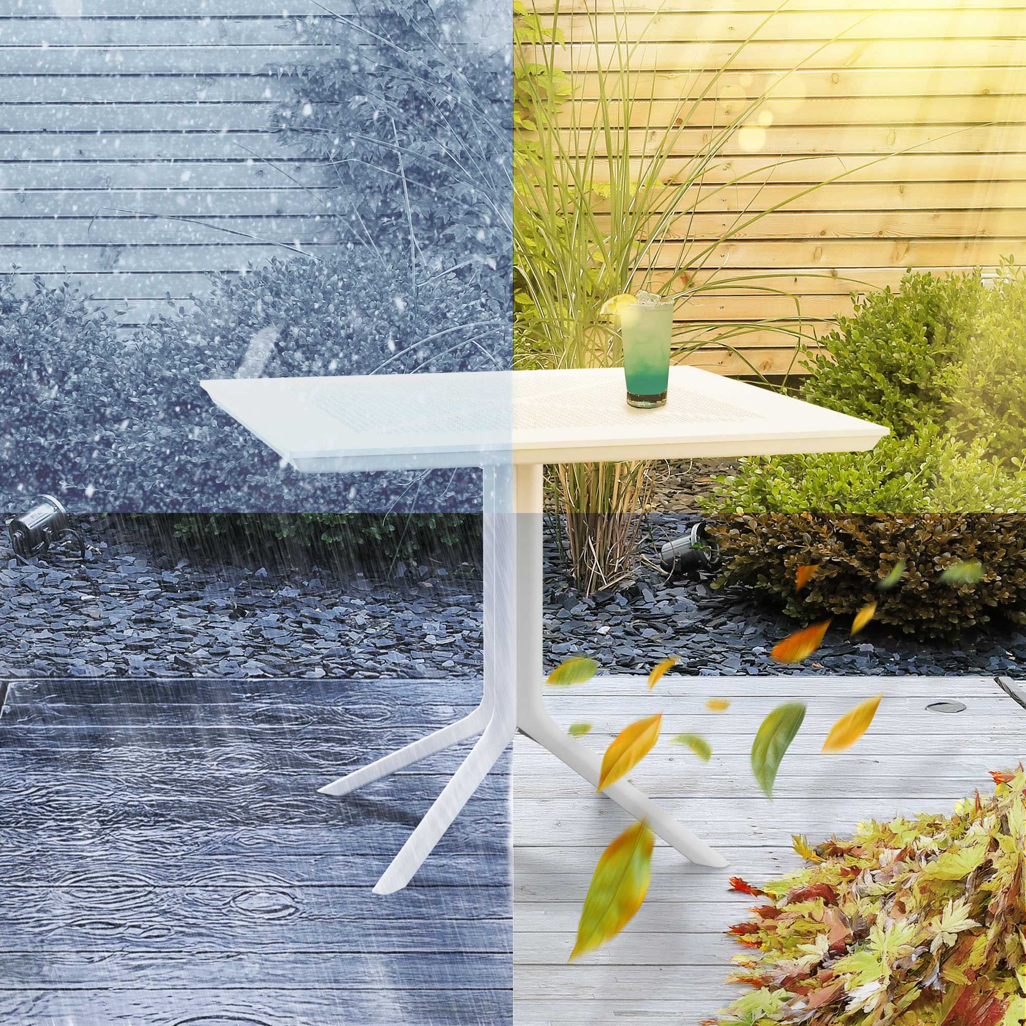 Tavolo da giardino Lenval 80x80 cm Tavolo da esterno in bianco o nero