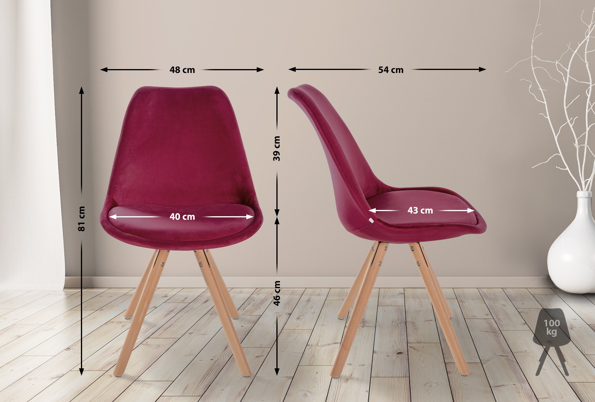 Set di 4 sedie Sofia Velvet