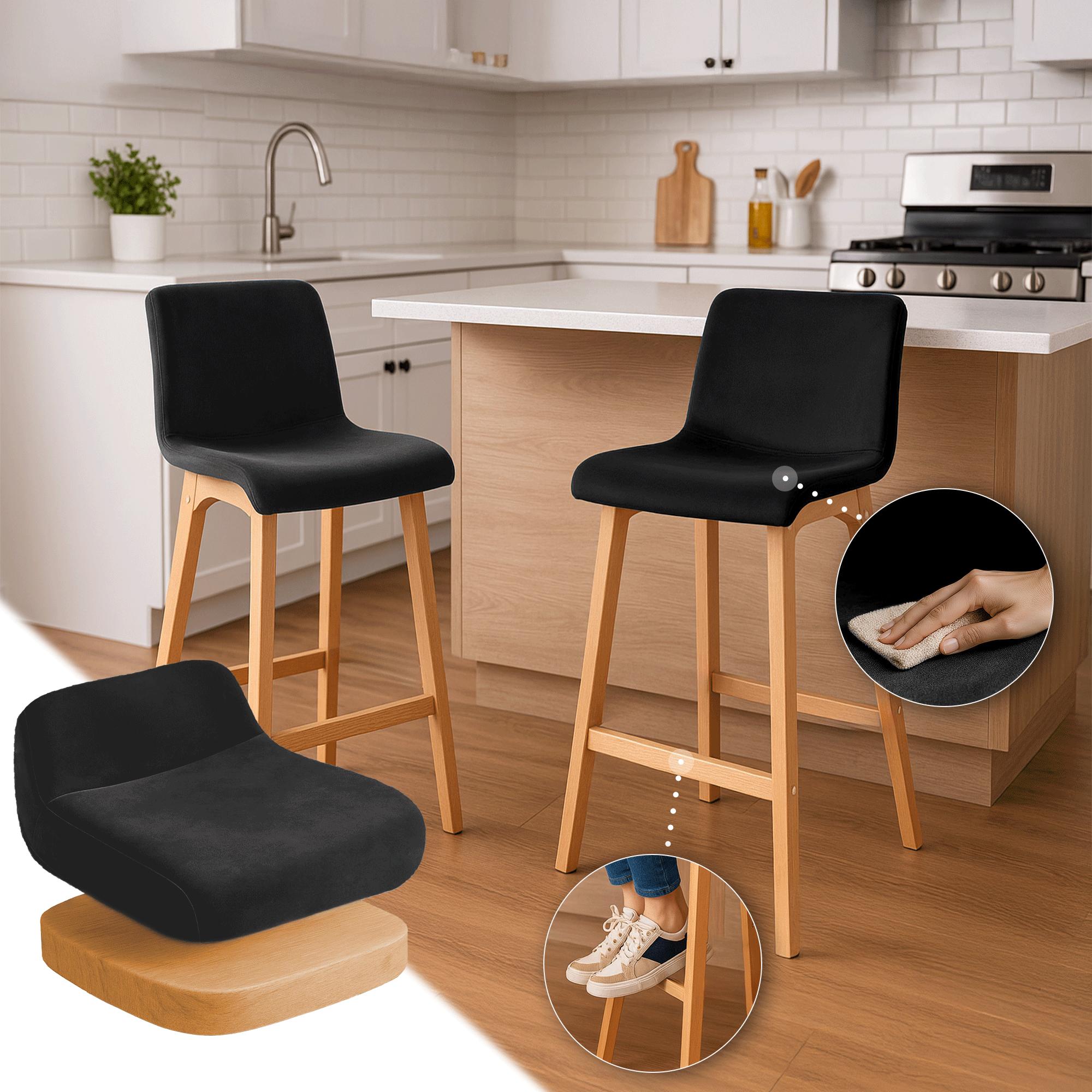 Sgabello Bar Hover Velluto Base a Quattro Gambe Natura