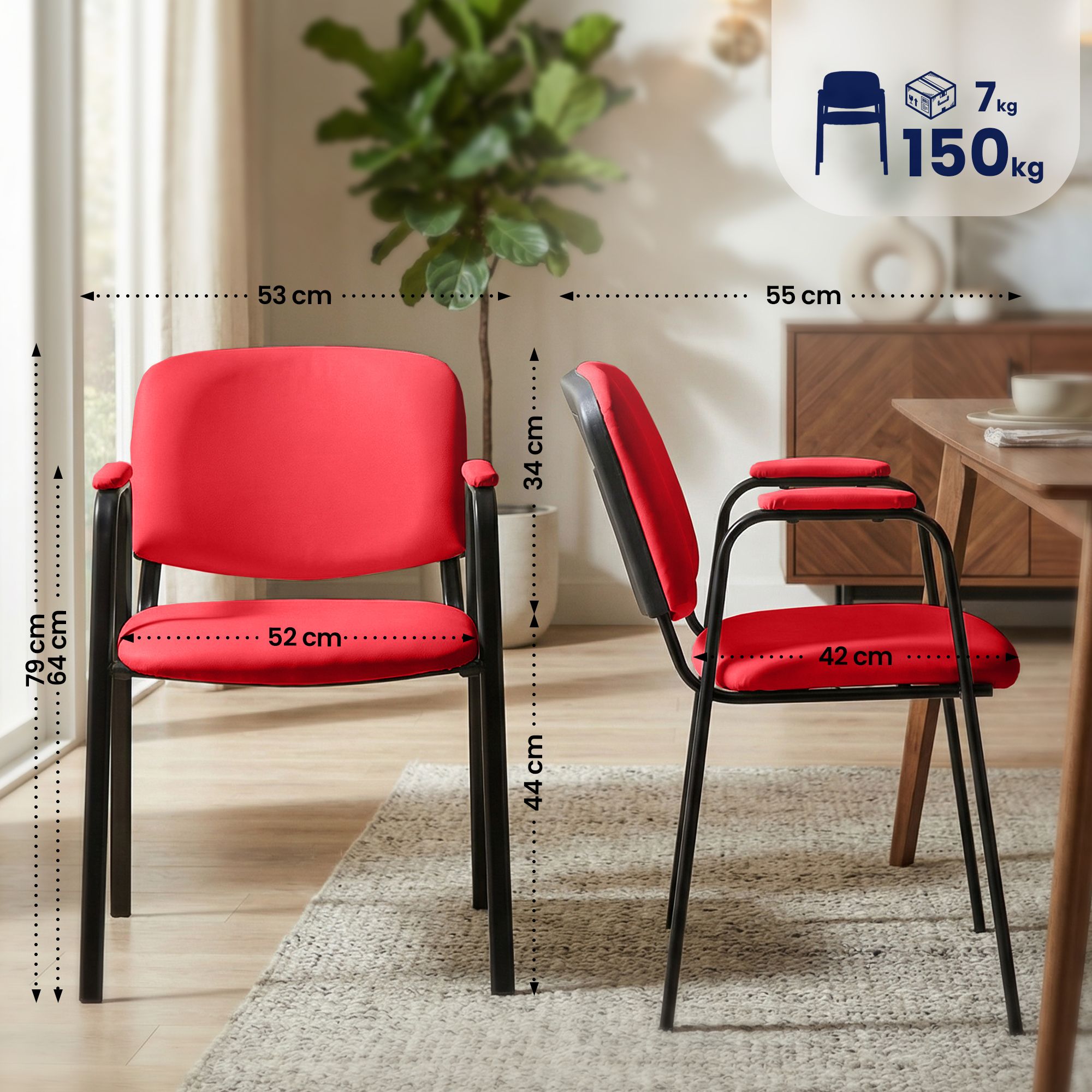 Set di 4 Sedie Impilabili Ken Pro in Ecopelle
