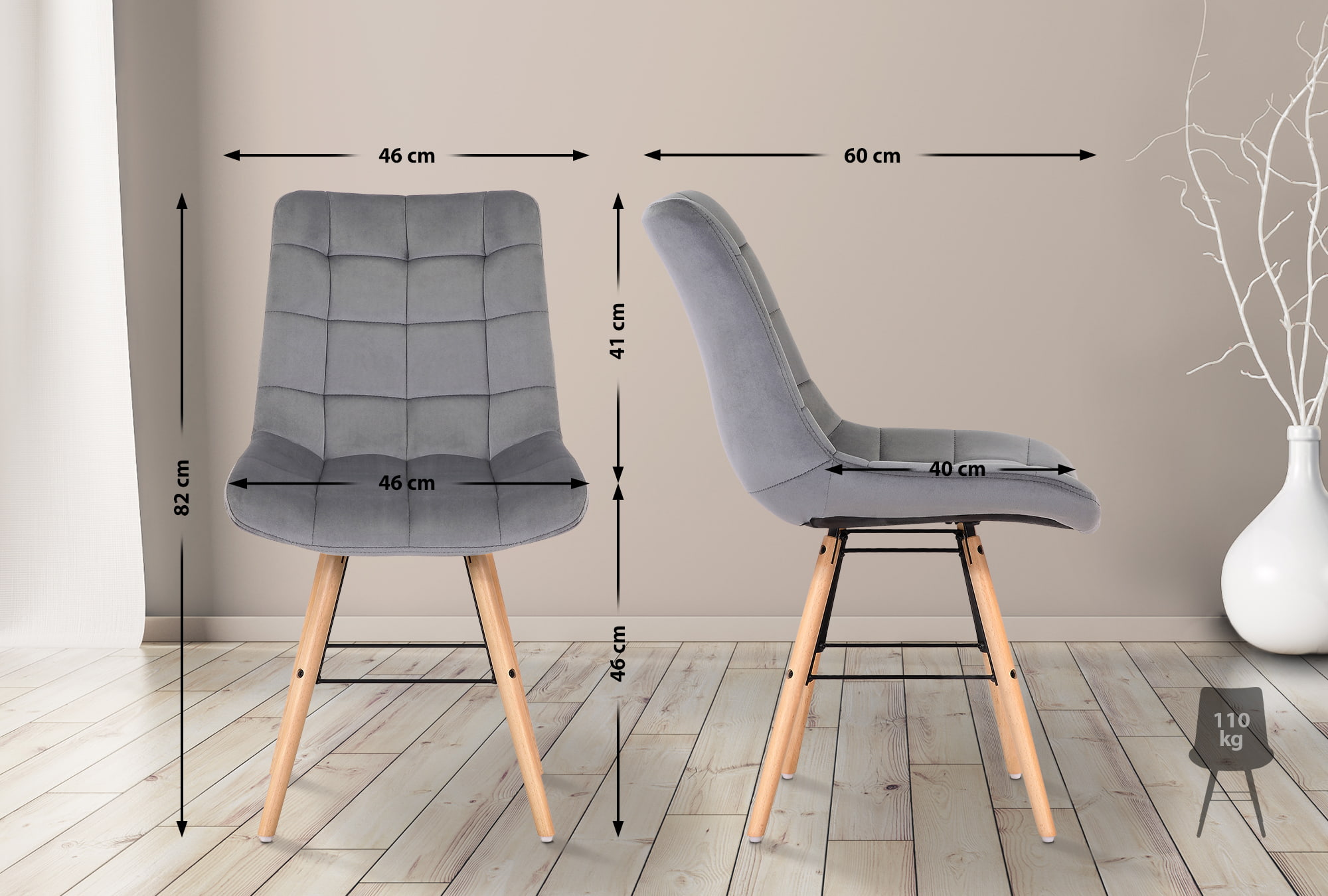 Set di 2 sedie da pranzo Leni Velvet