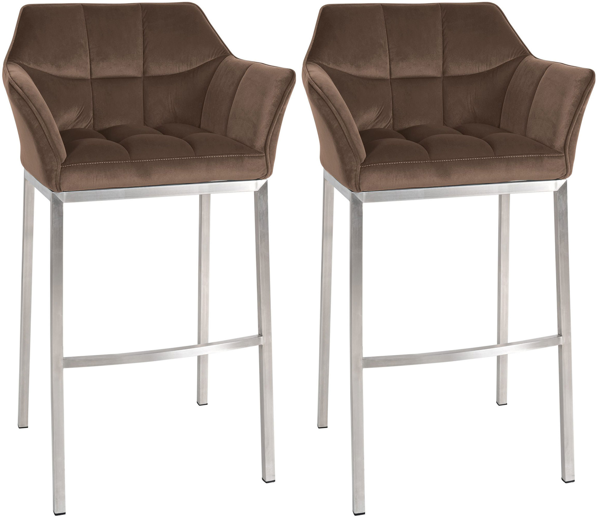Set di 2 sgabelli bar Damaso in velluto con base a quattro gambe