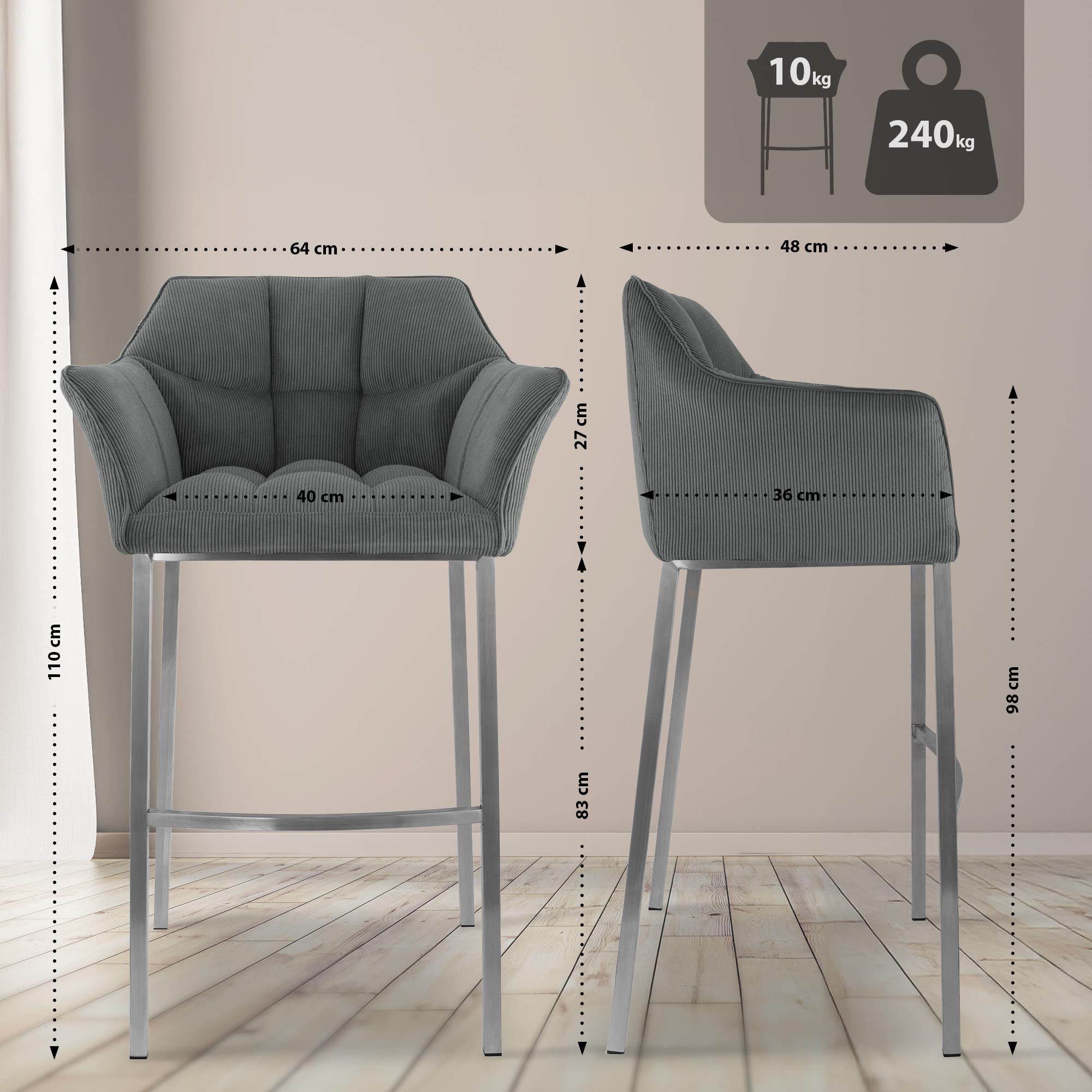 Sgabello Bar Damaso con Rivestimento In Corda e Base a Quattro Gambe