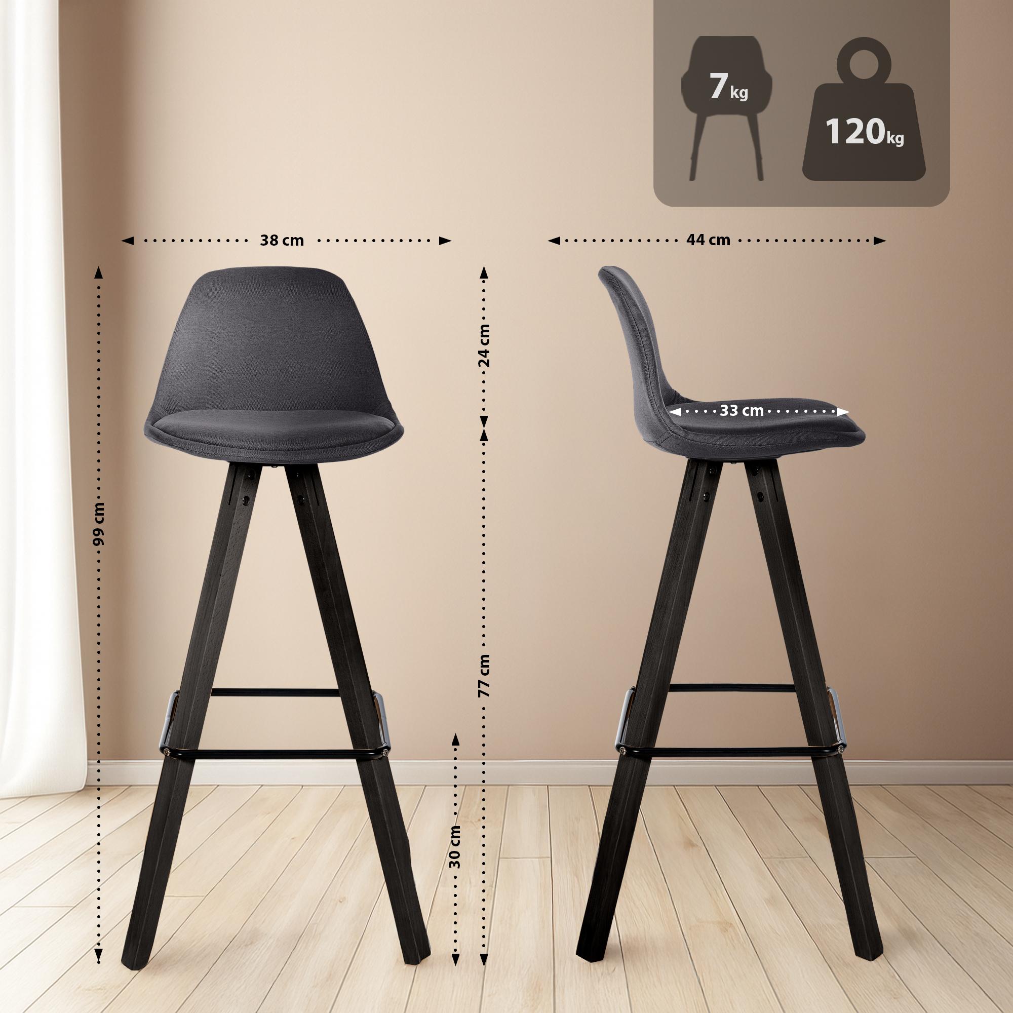 Set di 2 sgabelli da bar Corbin Tessuto Square