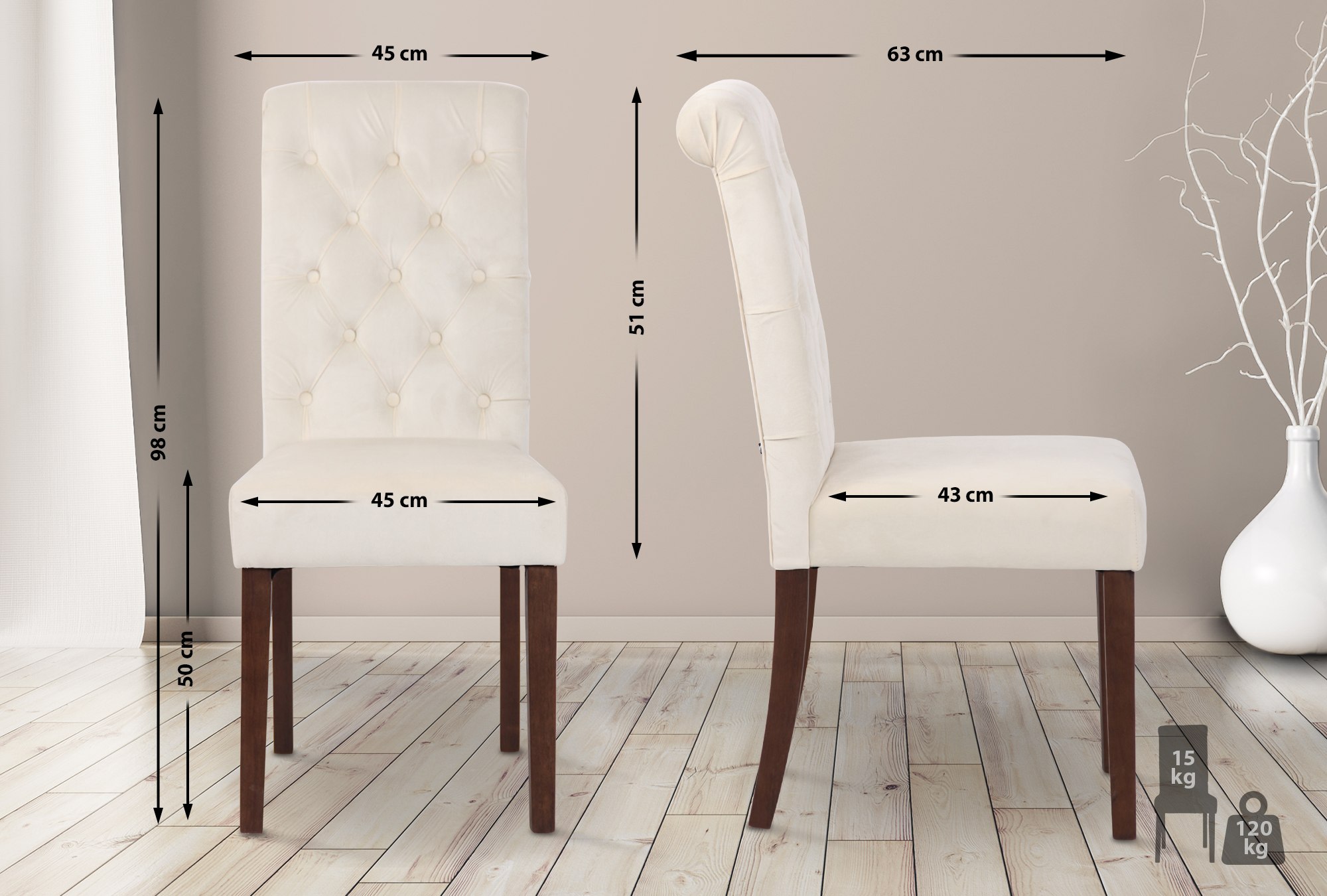 Sedia da cucina Lisburn design Chesterfield