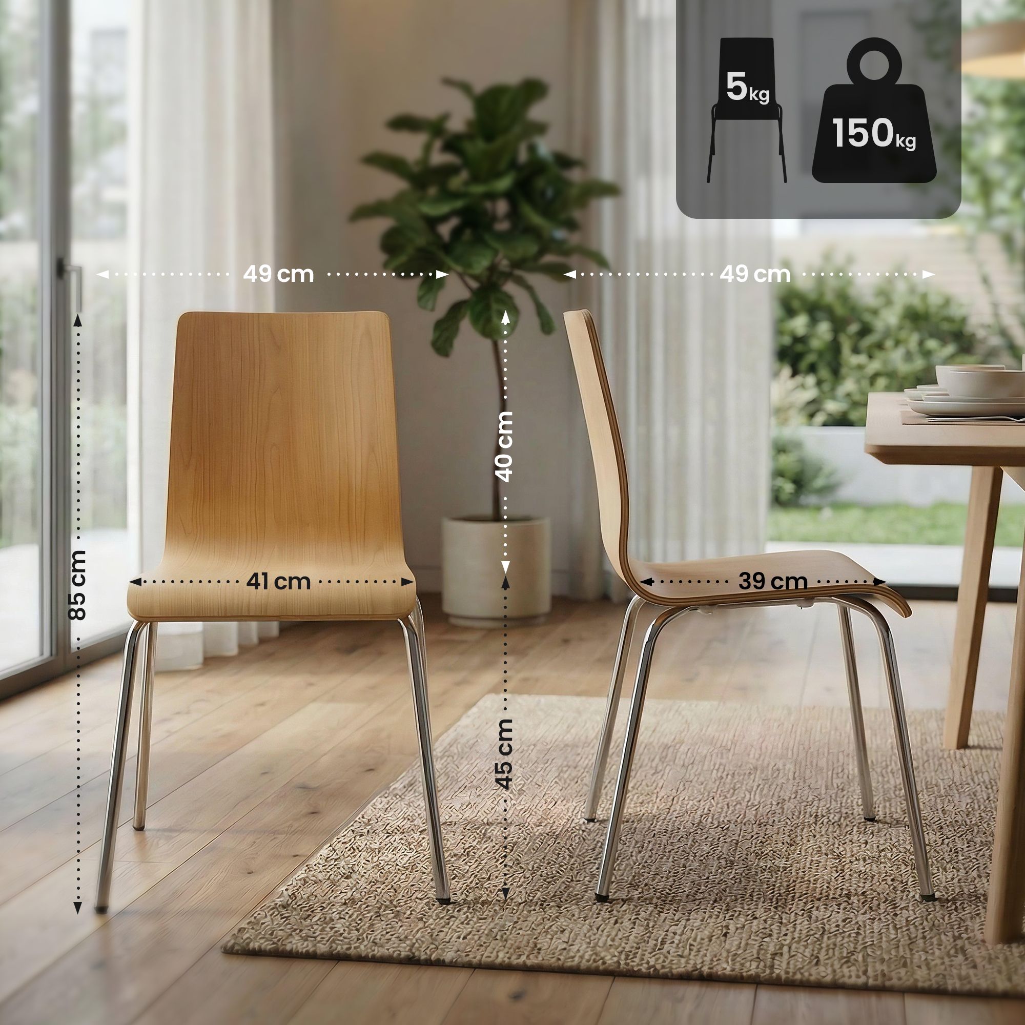 Set da 4 sedie impilabili Gahanna
