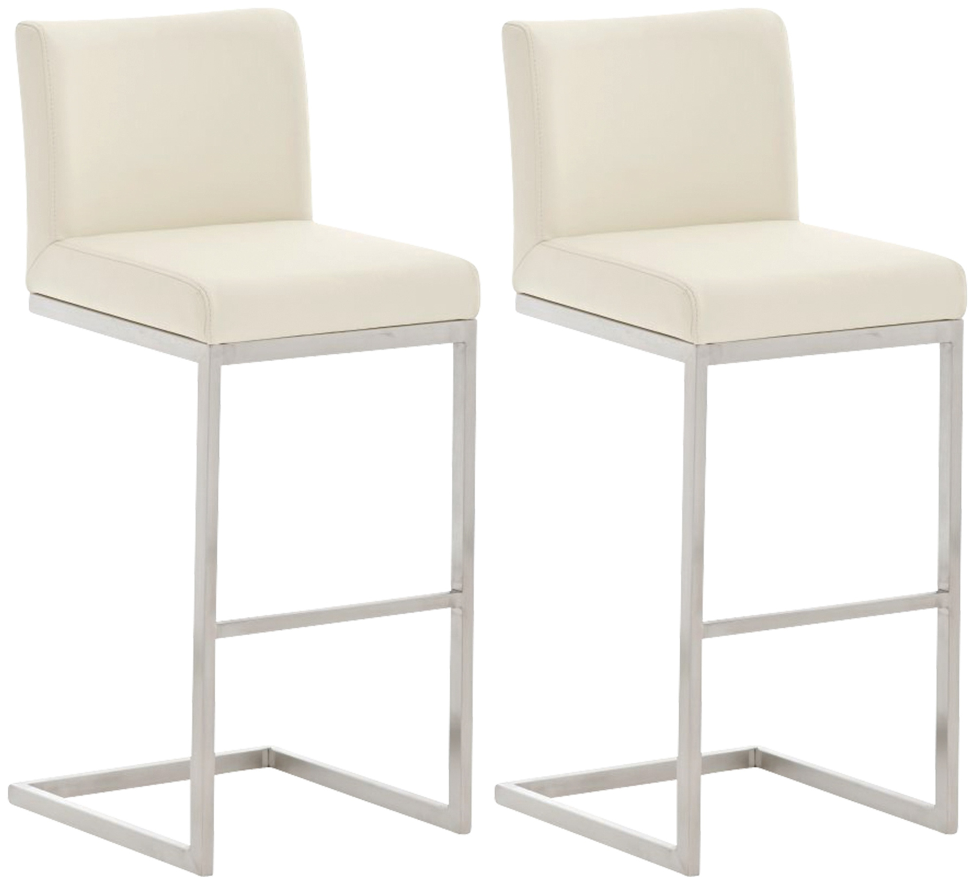 Set di 2 sgabelli Paros in acciaio e similpelle crema