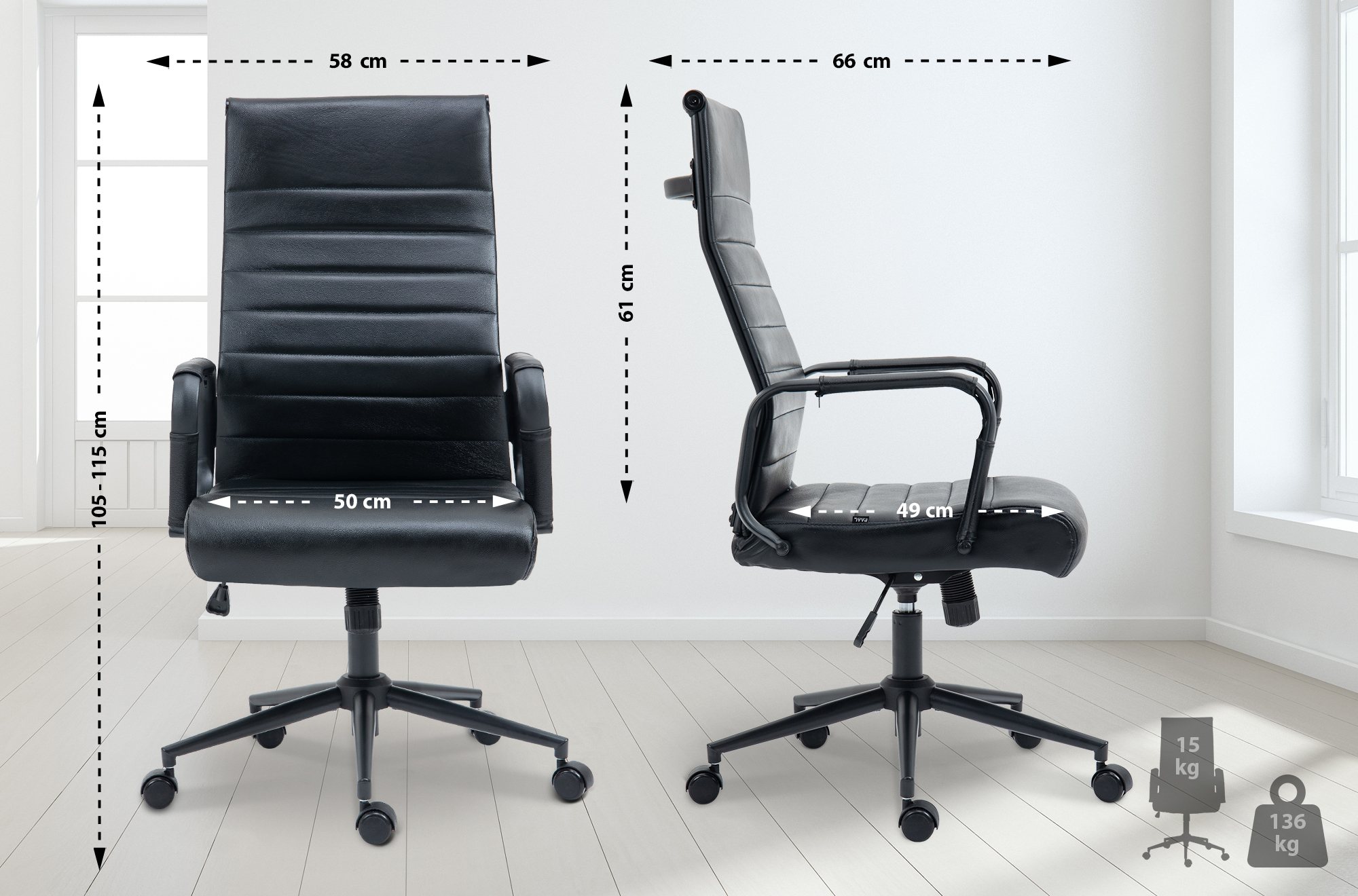 Sedia da ufficio Kolumbus in vera pelle