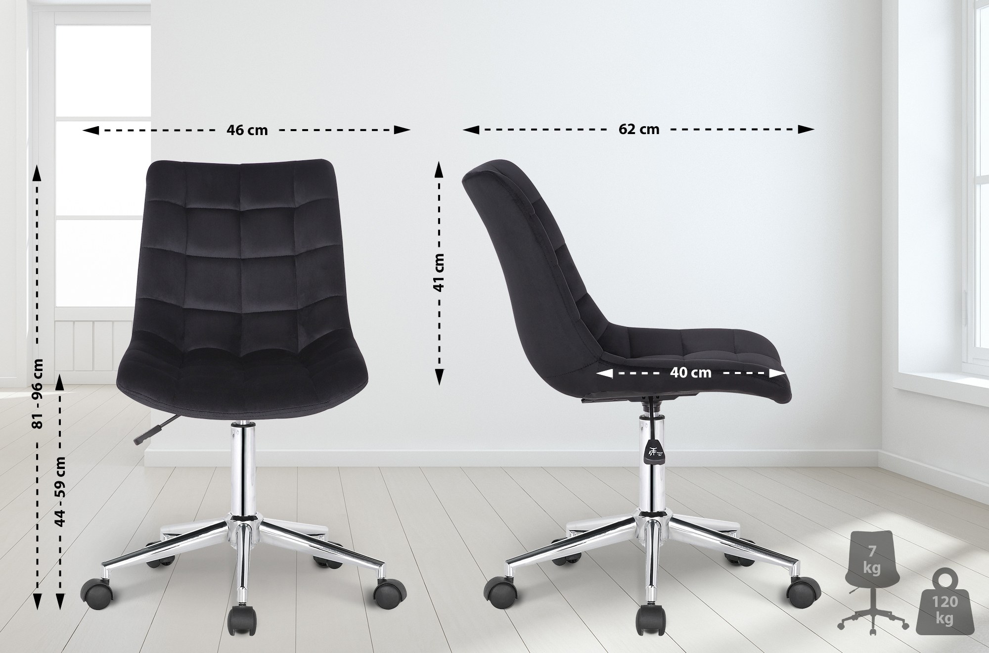 Sedia da ufficio Medford in velluto