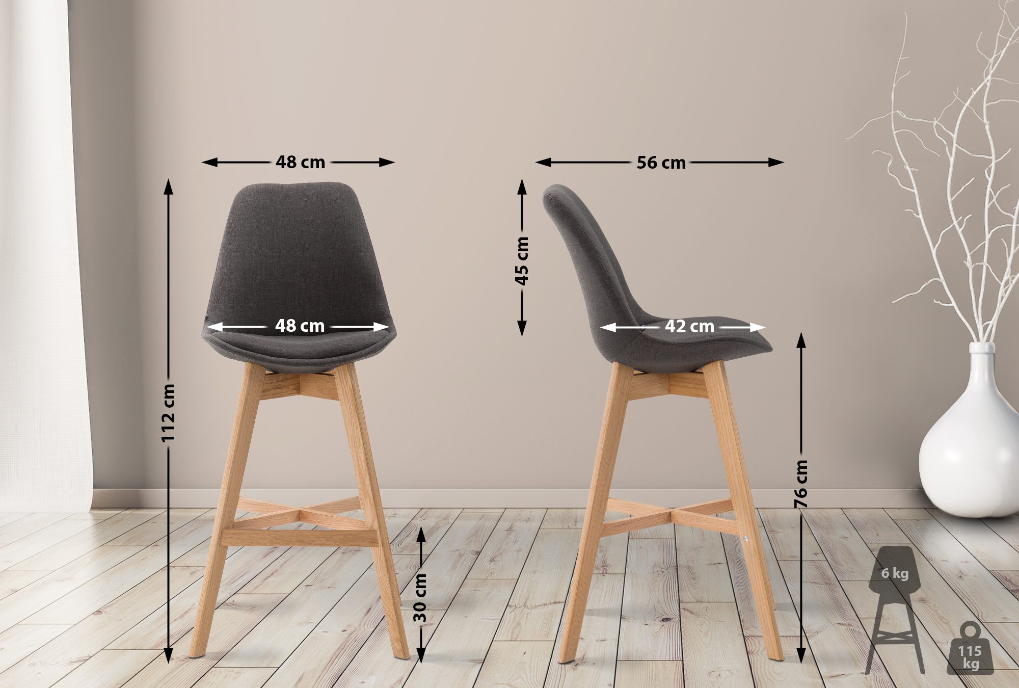 2 Sgabelli Design CANNES in Tessuto