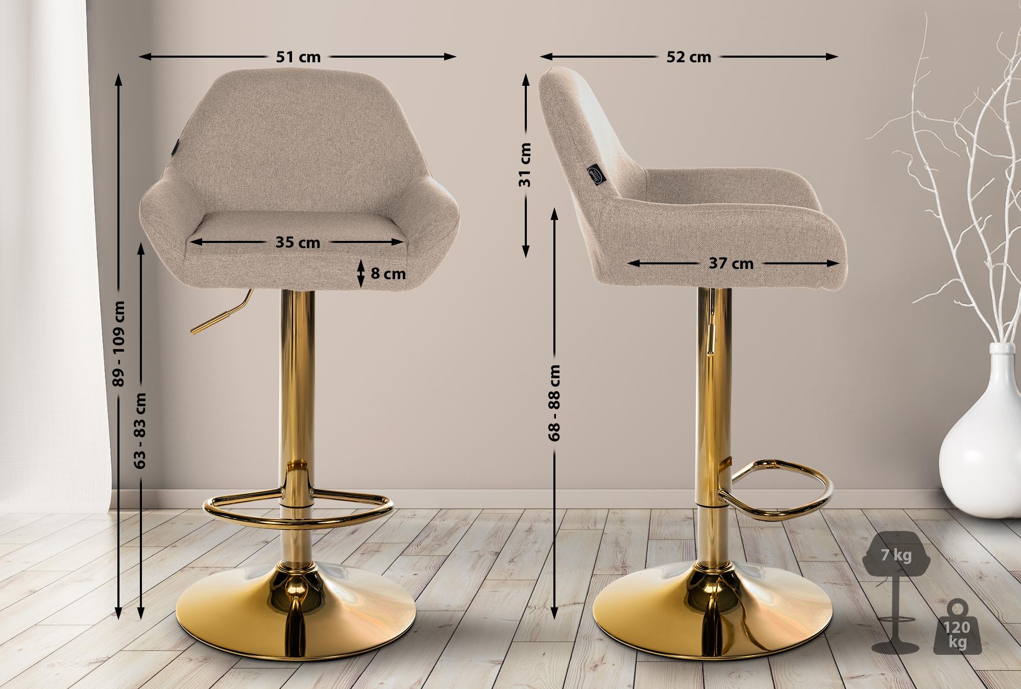 Set di 2 sgabelli da bar in tessuto Braga Gold
