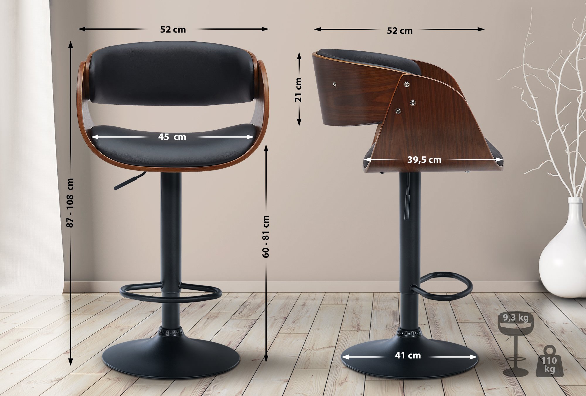 Set di 2 sgabelli da bar Portmore in similpelle