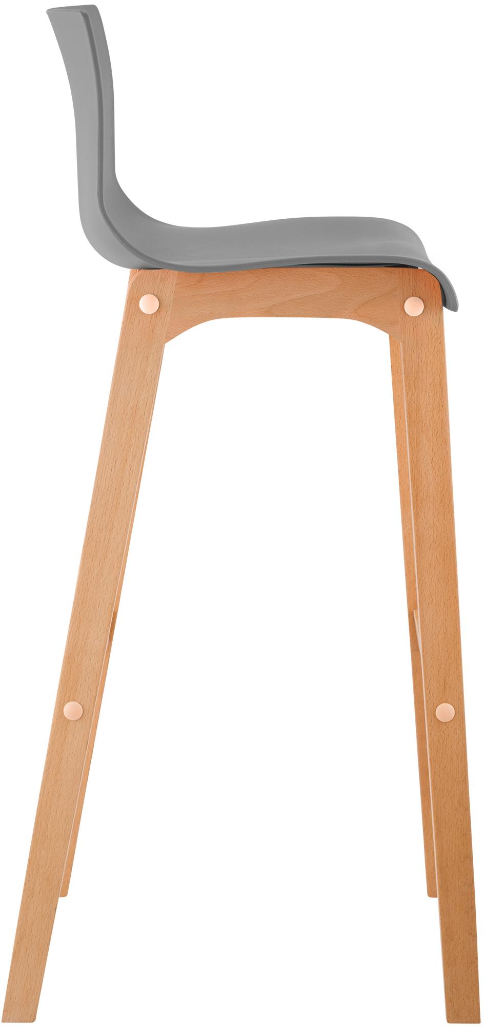 Sgabello da Bar Hover con Seduta in Plastica e Telaio in Legno Natura
