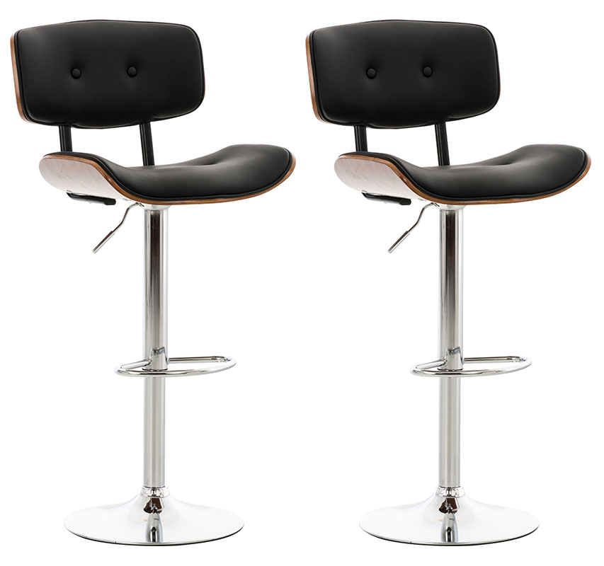 Coppia Sgabelli Design Rétro Sarnia In Legno E Similpelle