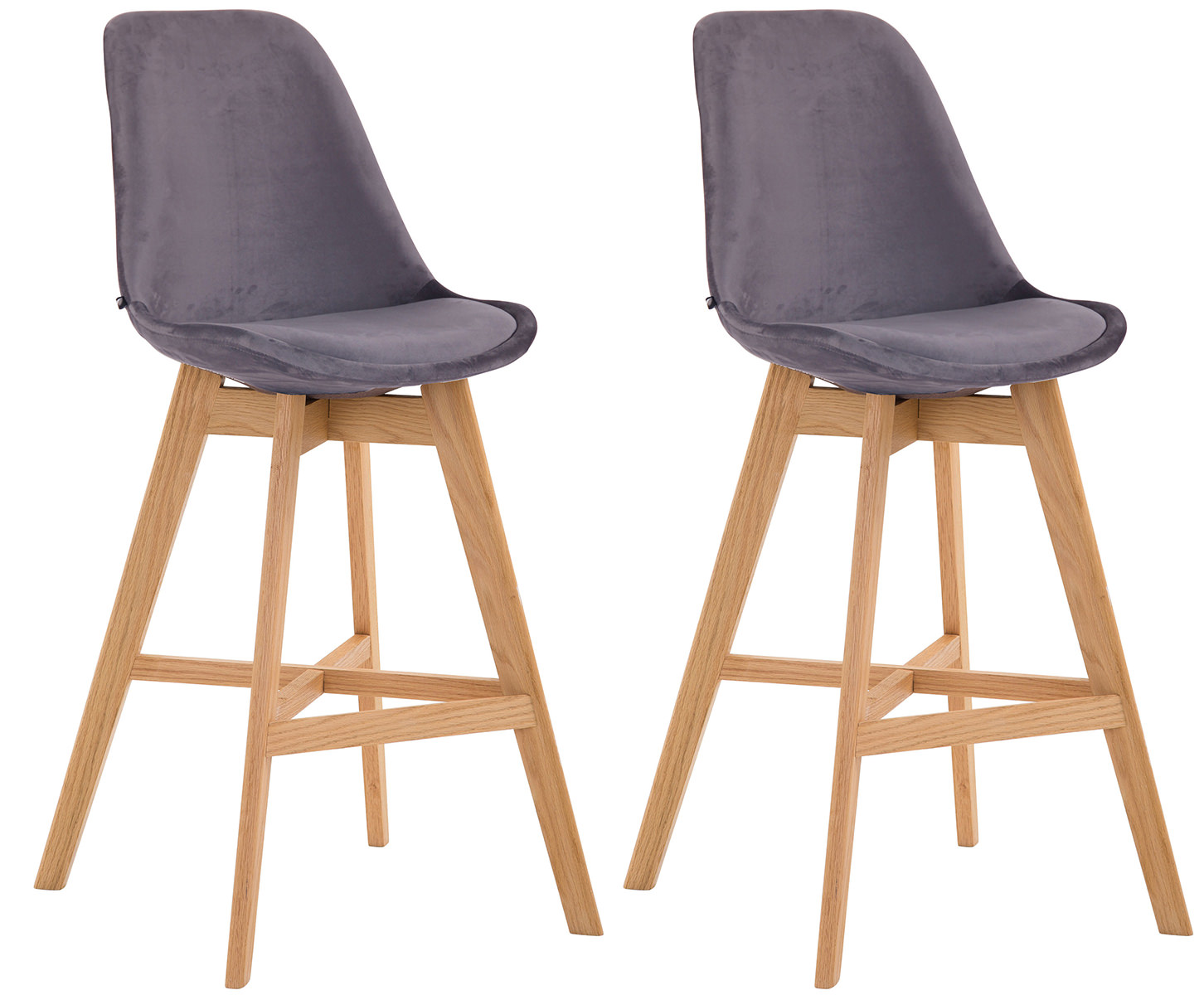 Set 2 Sgabelli Cucina Cannes In Velluto E Legno