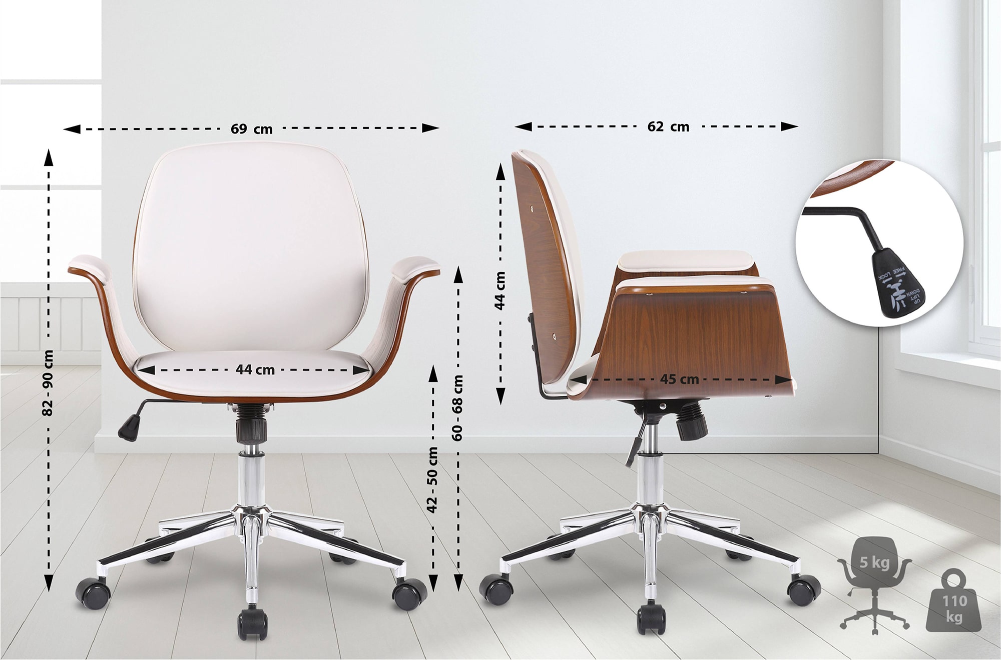 Sedia ufficio Kemberg in similpelle