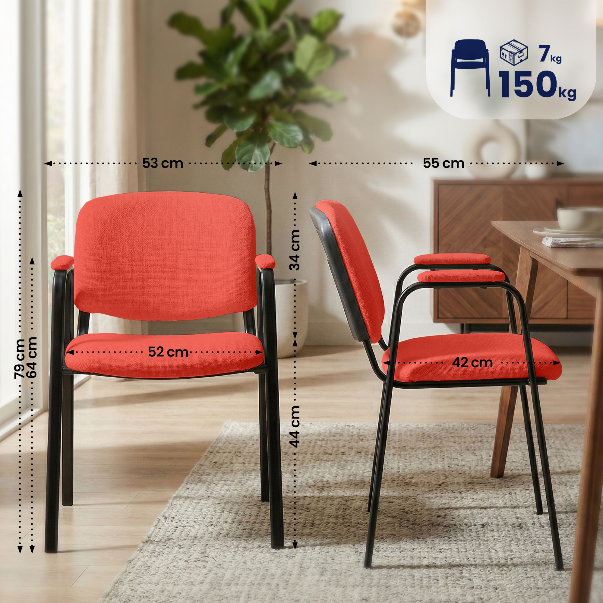 Set 4 Sedie Impilabili Ken Pro in Tessuto