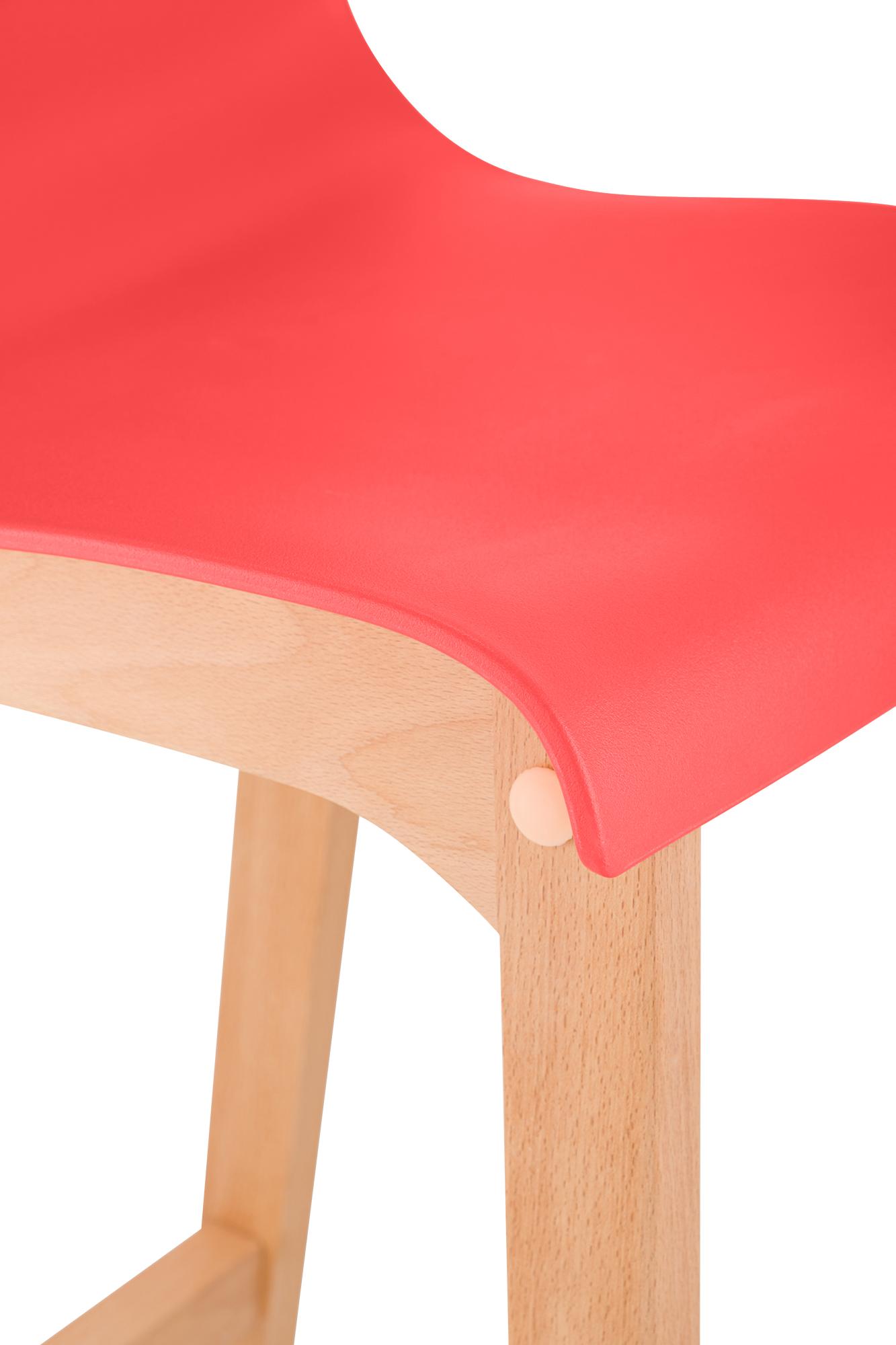 Sgabello da Bar Hover con Seduta in Plastica e Telaio in Legno Natura