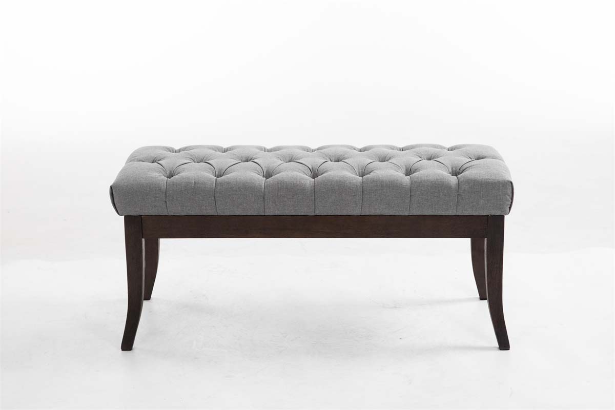Panca design RAMSES in legno scuro antico e tessuto