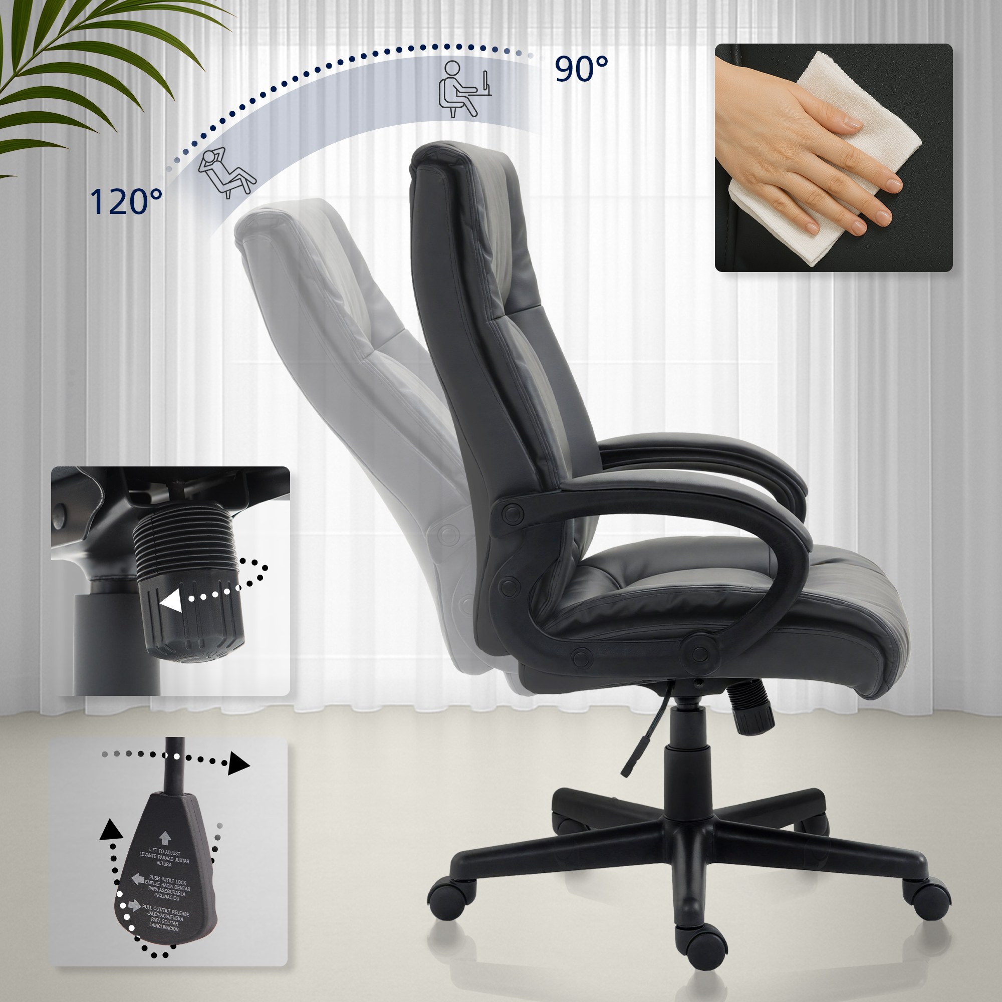 Sedia da ufficio XL Sparta in similpelle