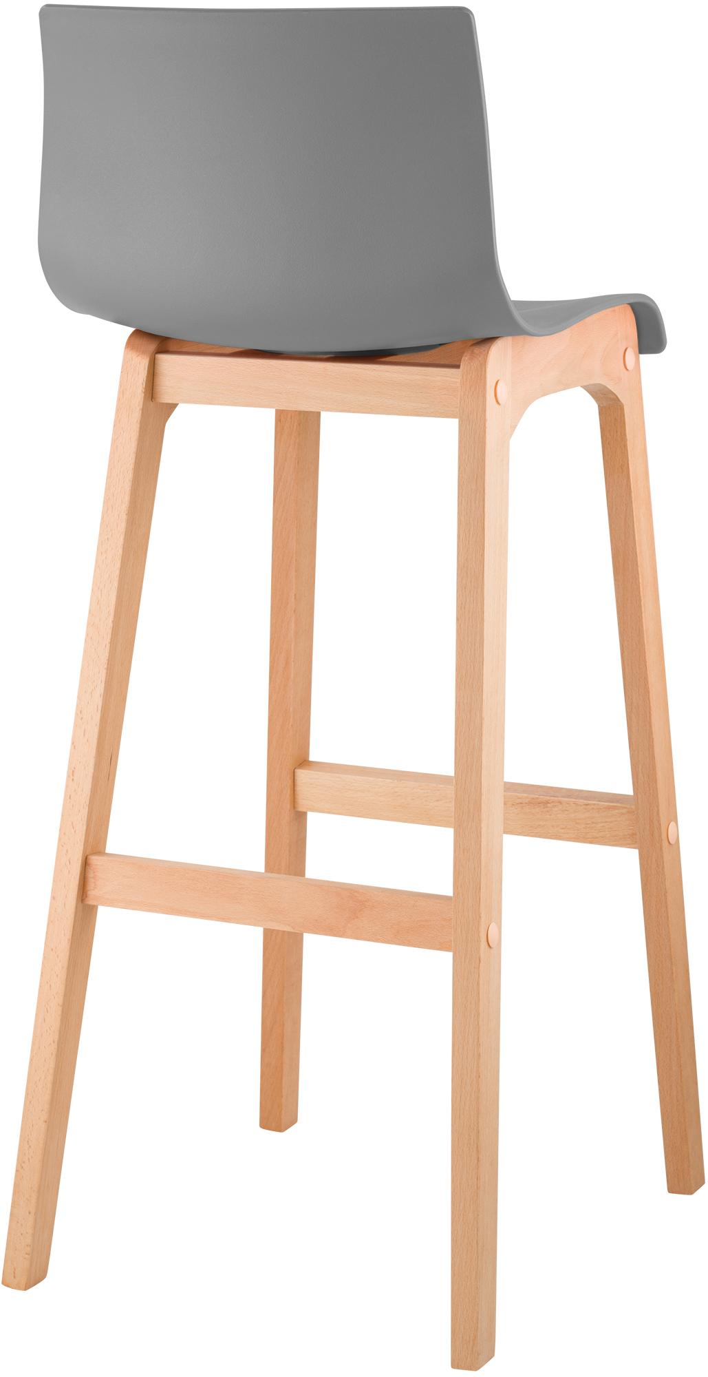 Sgabello da Bar Hover con Seduta in Plastica e Telaio in Legno Natura