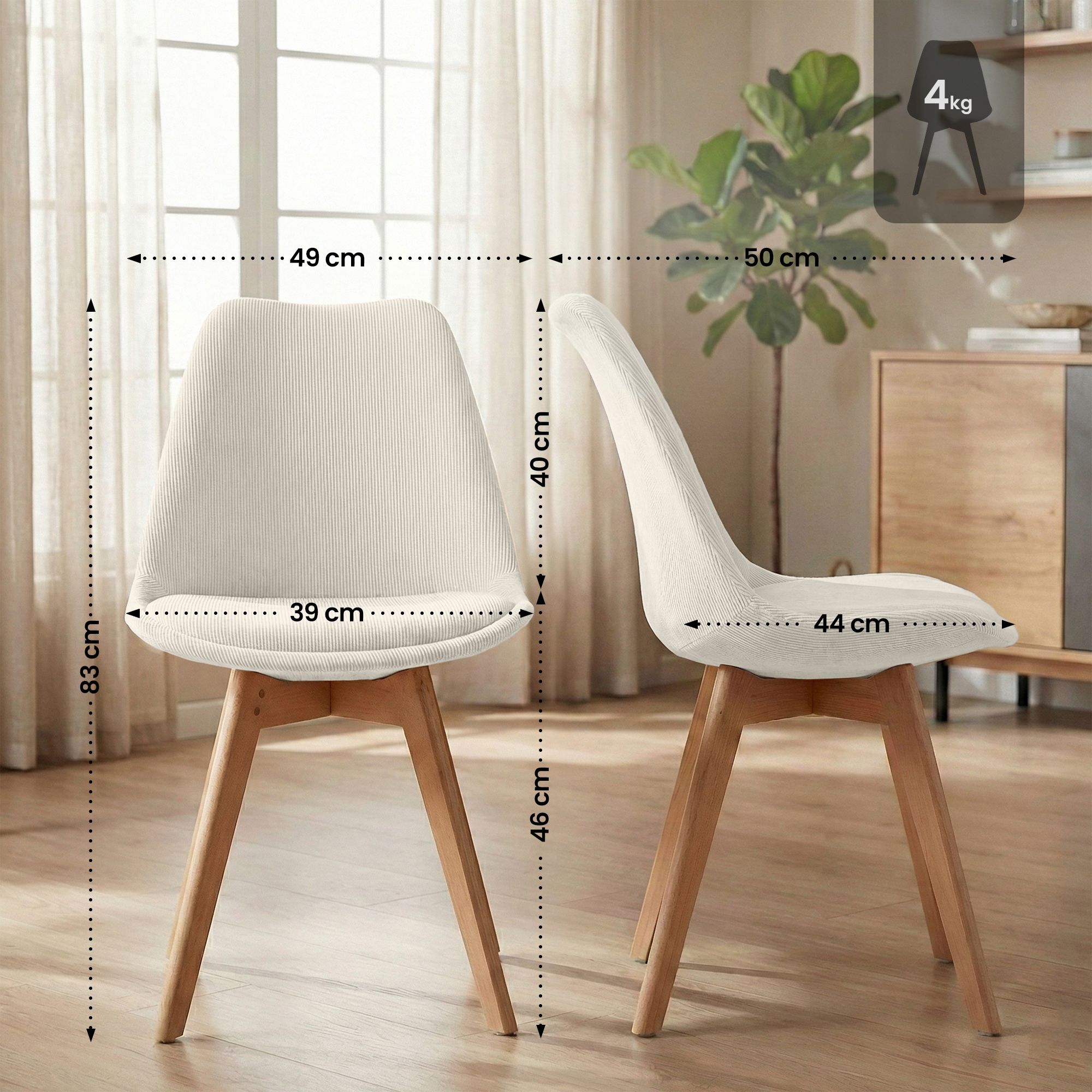 Set 4 sedie da pranzo Linares eleganti e confortevoli per ogni ambiente