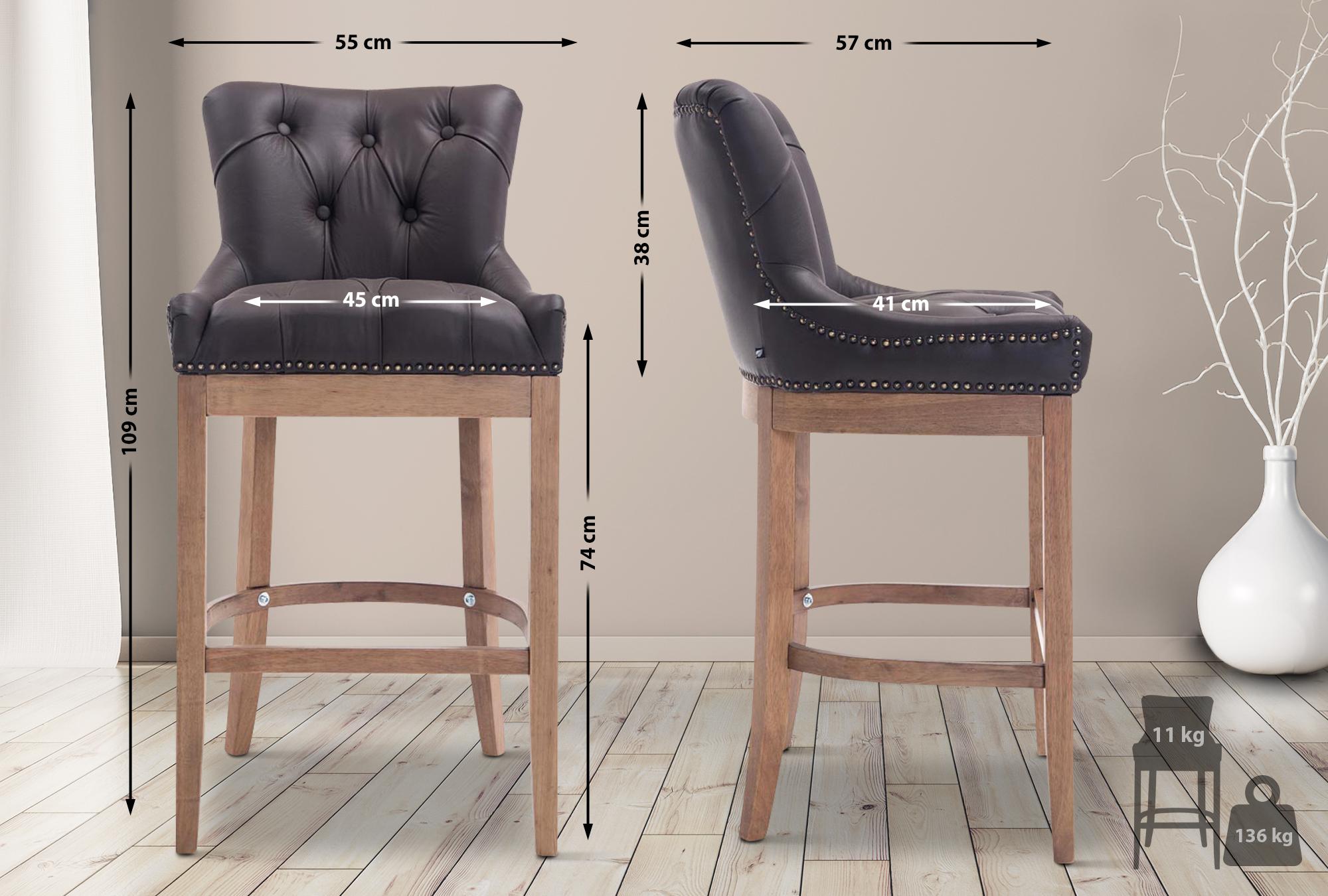Sgabello Lakewood vera pelle antico-chiaro