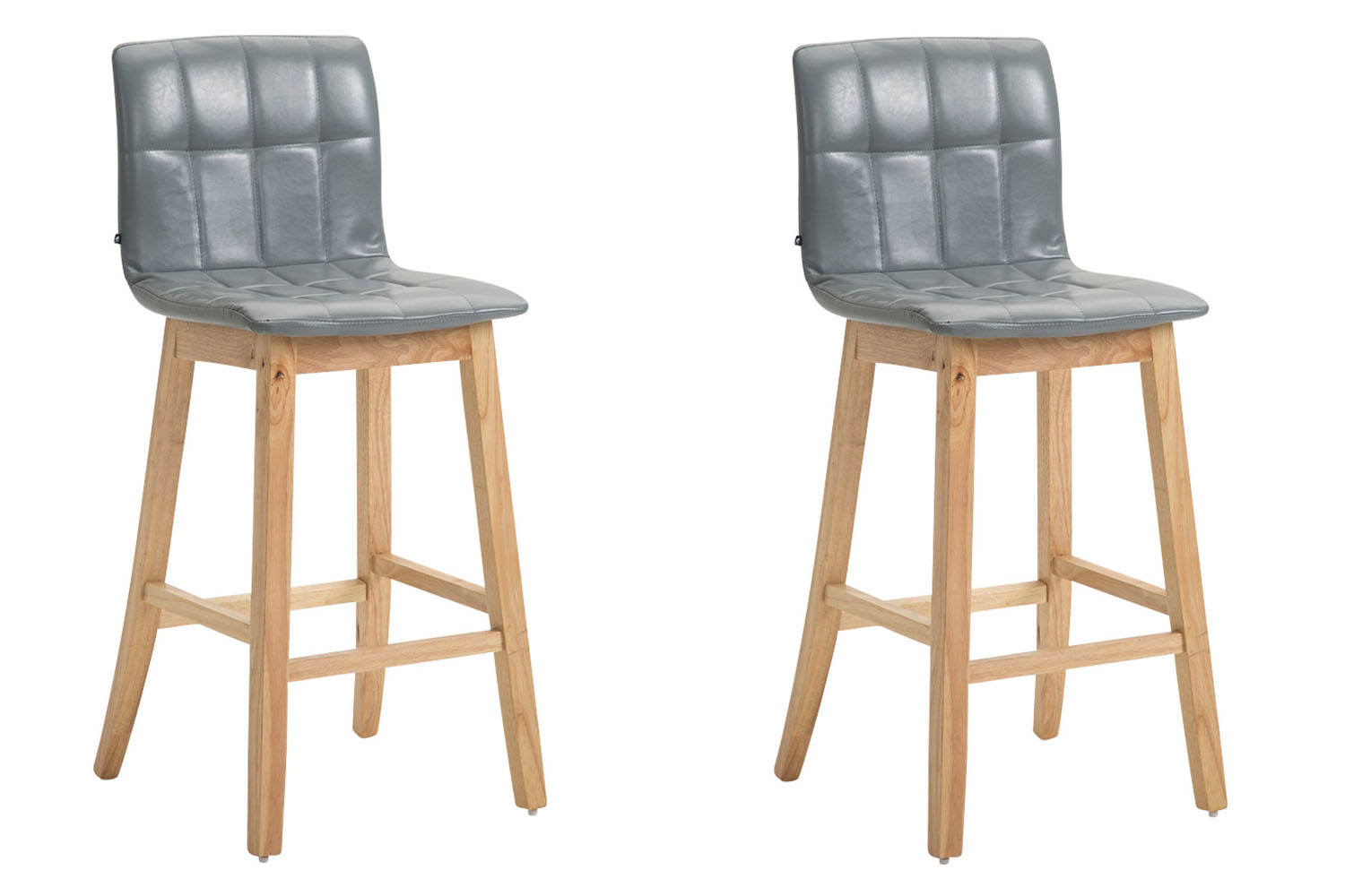 Set 2 Sgabelli Bar BREGENZ in Similpelle e Legno grigio natura