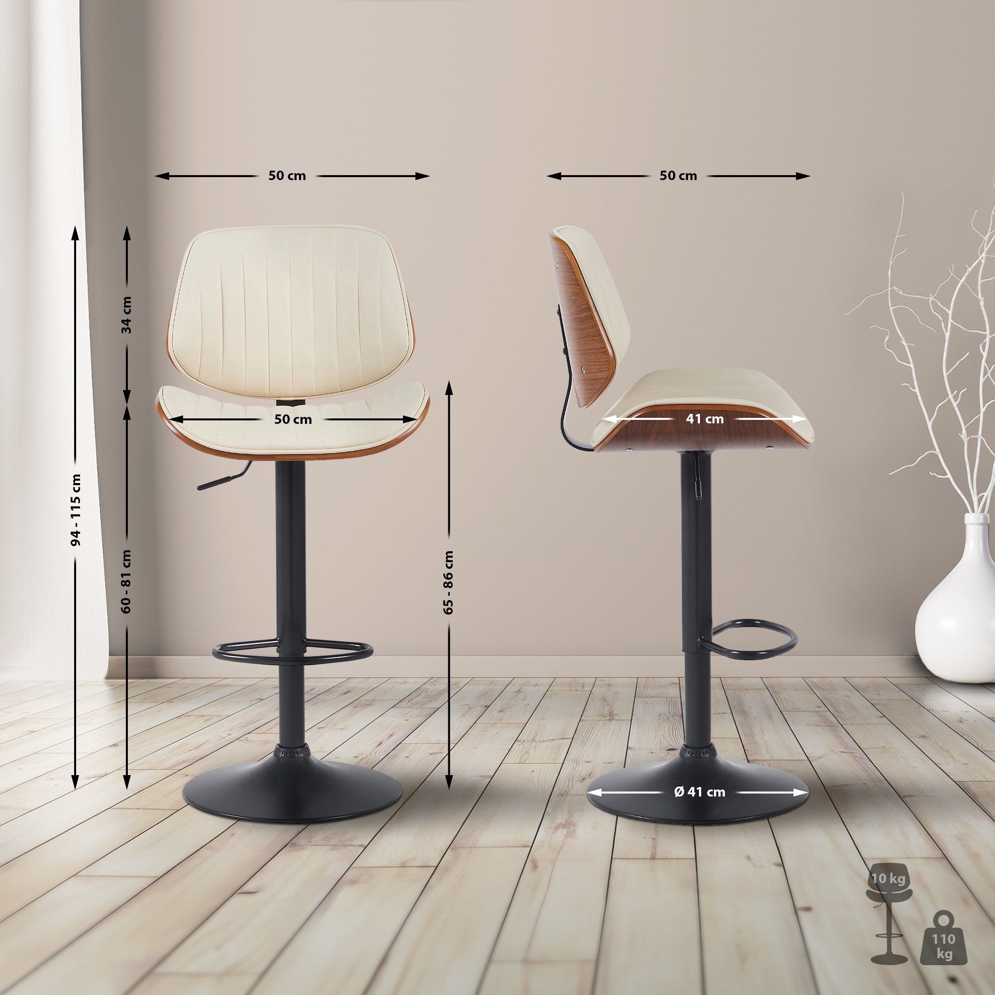 Set di 2 sgabelli da bar Clawson in similpelle
