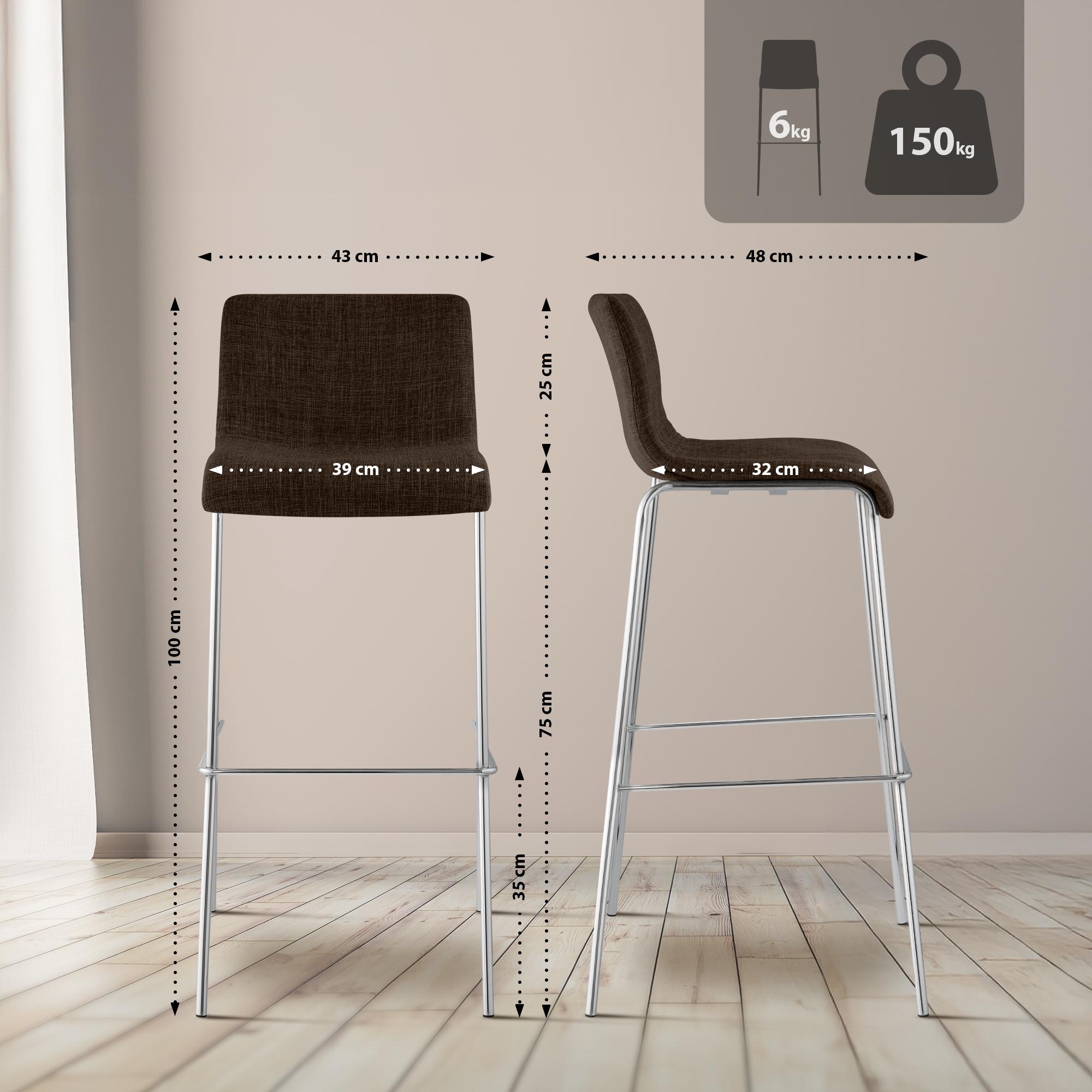 Set da 2 sgabelli da bar Hover in tessuto con base a 4 gambe