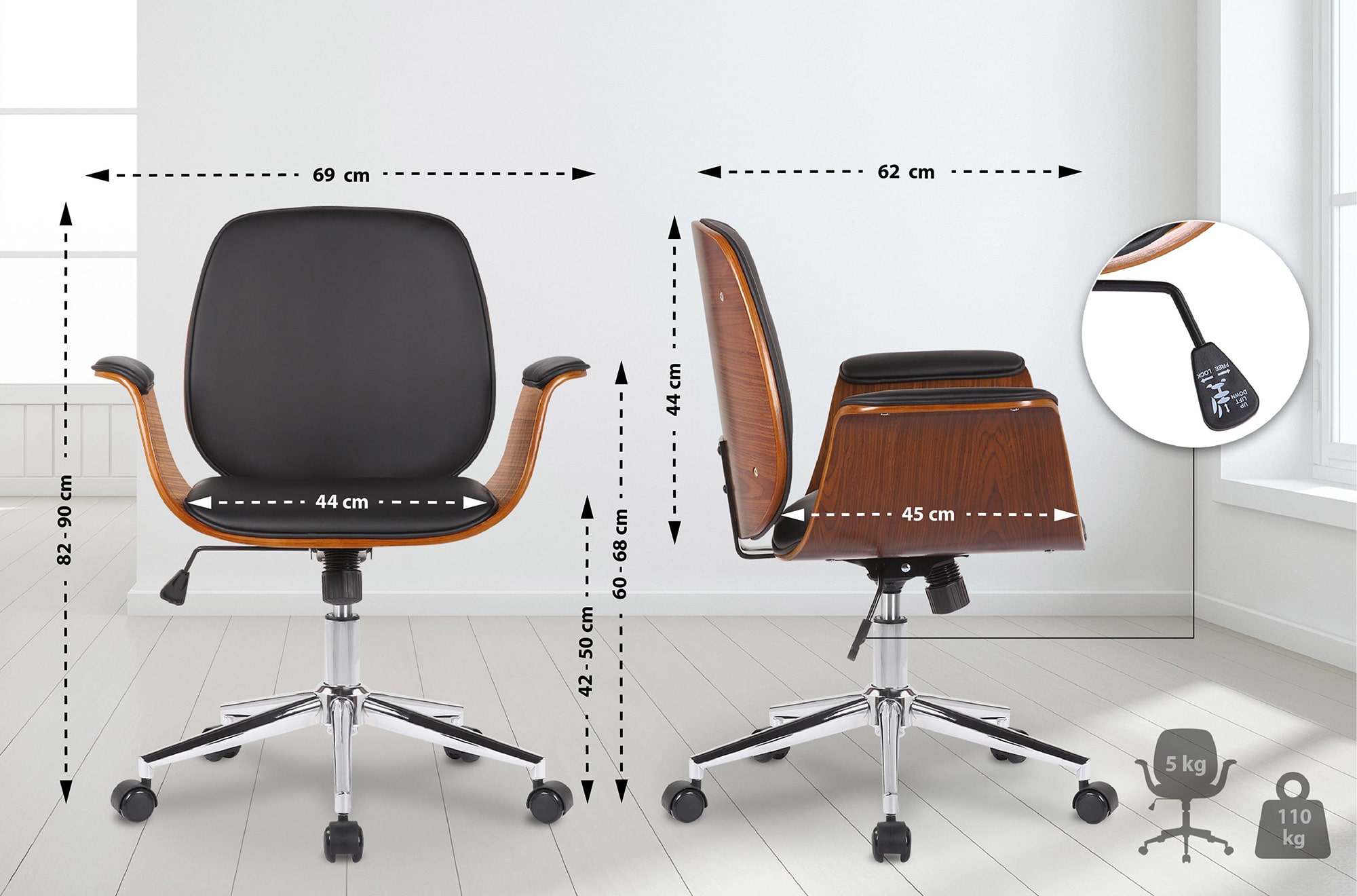 Sedia ufficio Kemberg in similpelle
