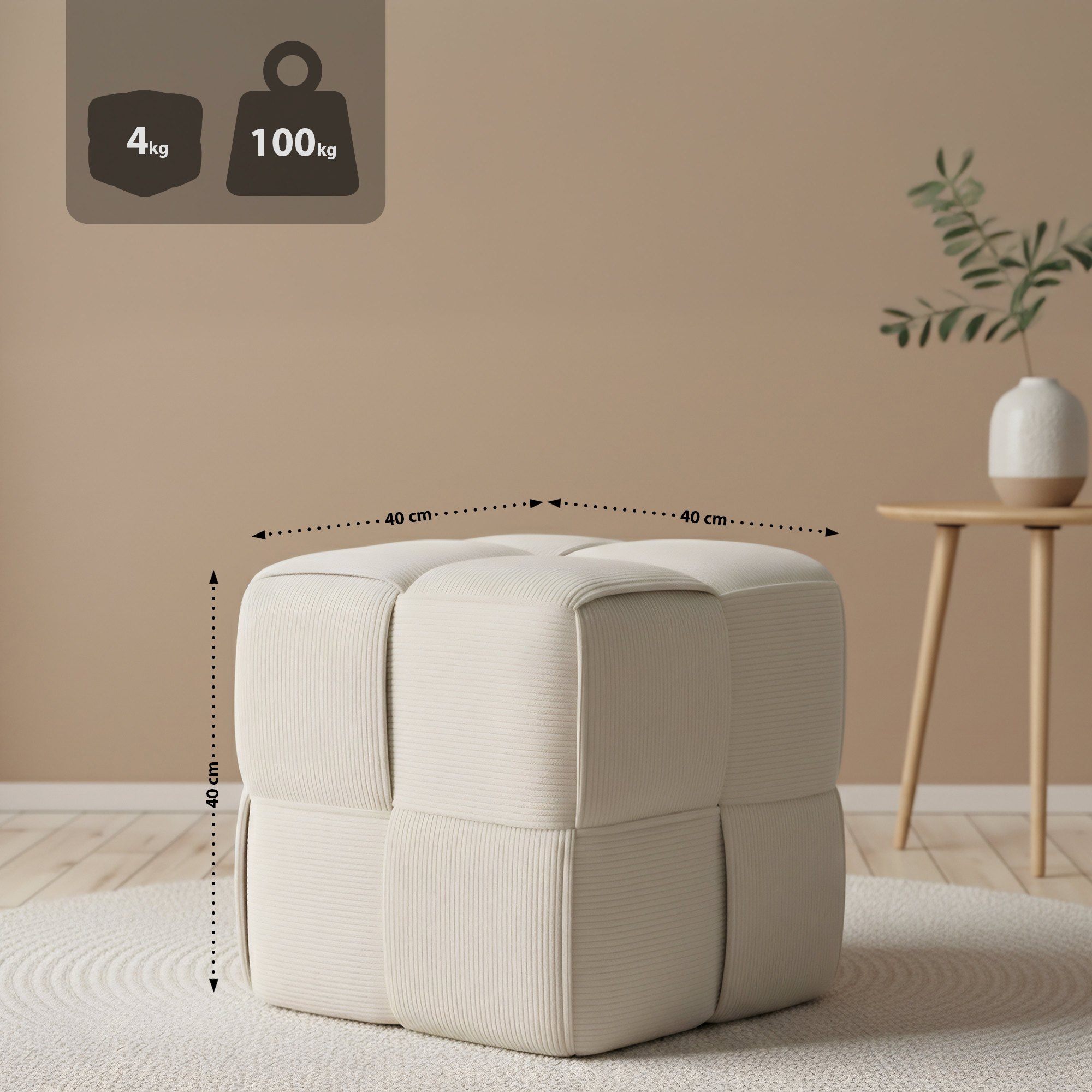 Pouf in Velluto a Coste Forinta