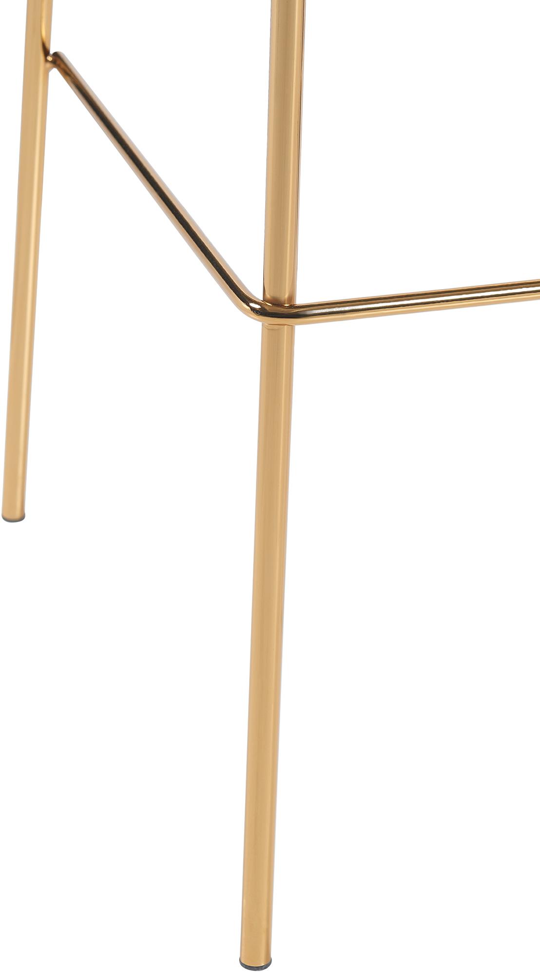 Sgabello da bar Hoover in velluto con struttura a quattro gambe oro