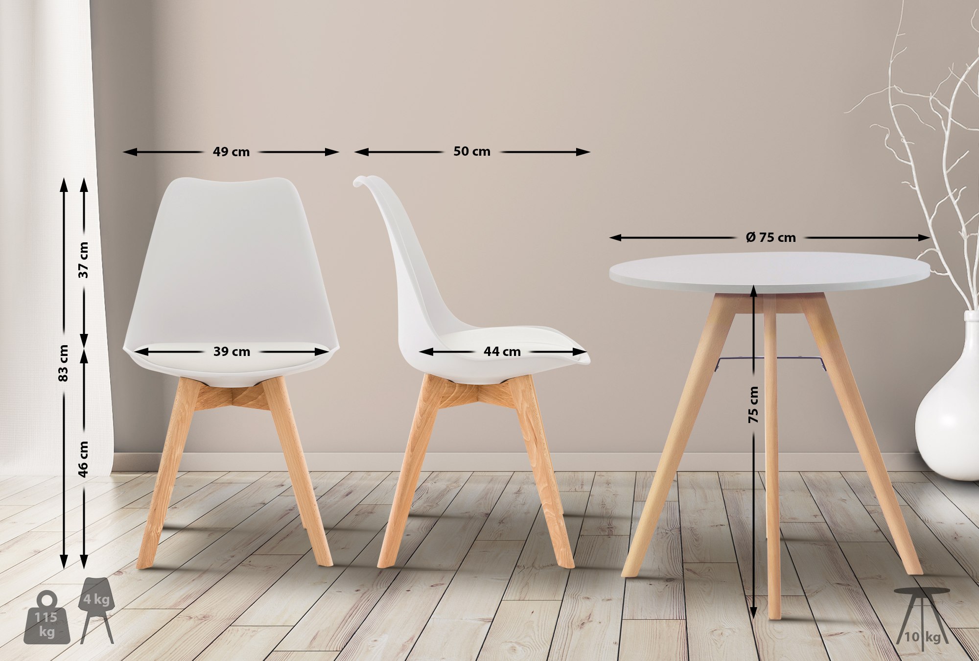 Set da pranzo Livik Ø 75 cm