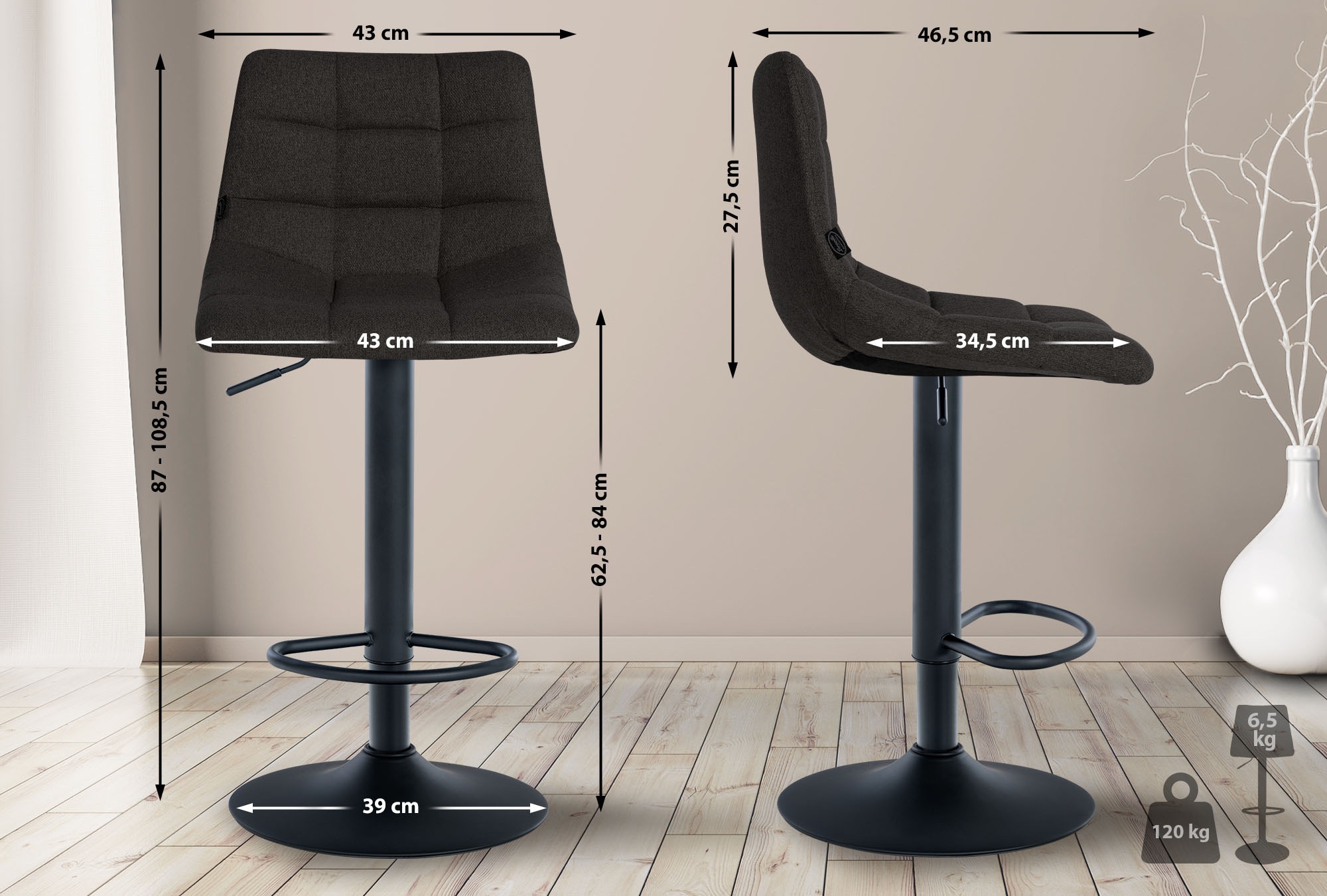 Set di 2 sgabelli da bar Jerry Fabric