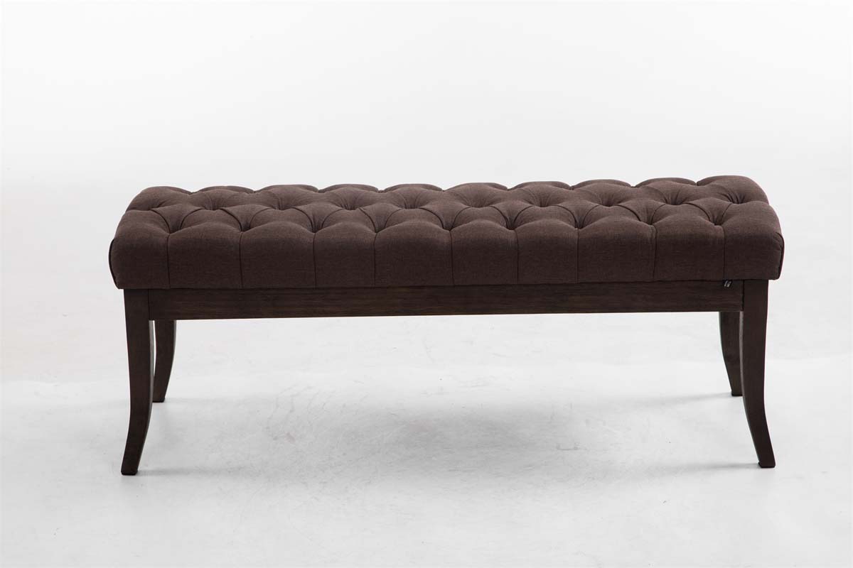 Panca design RAMSES in legno scuro antico e tessuto