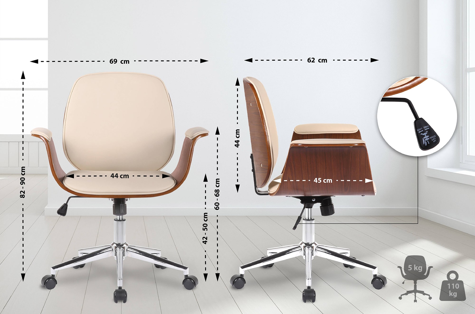 Sedia ufficio Kemberg in similpelle