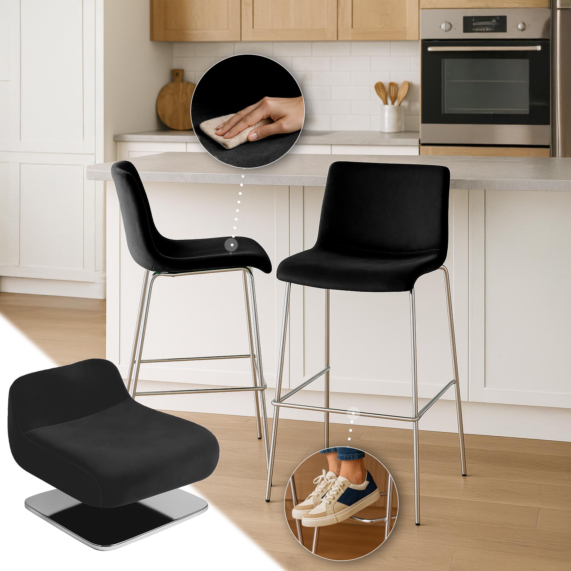 Sgabello da Bar Hover, Velluto, Gambe Cromate