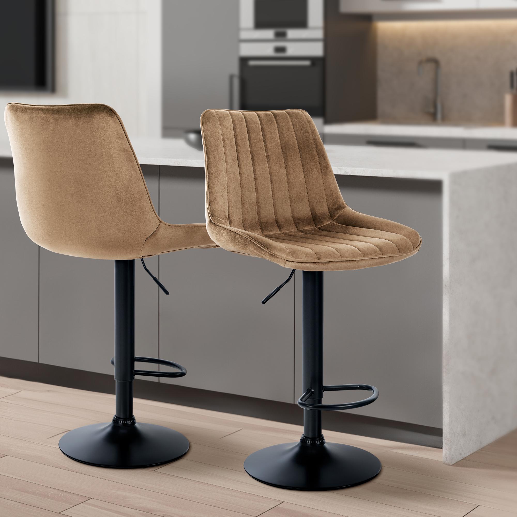 Sgabello da bar Toni velluto elegante, comodo e resistente, ideale per cucina o locale, design moderno per ogni ambiente