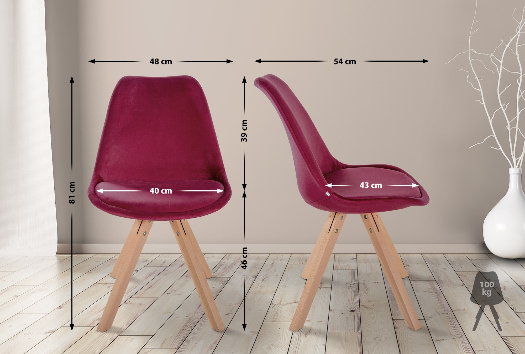 Set di 4 sedie Sofia Velvet