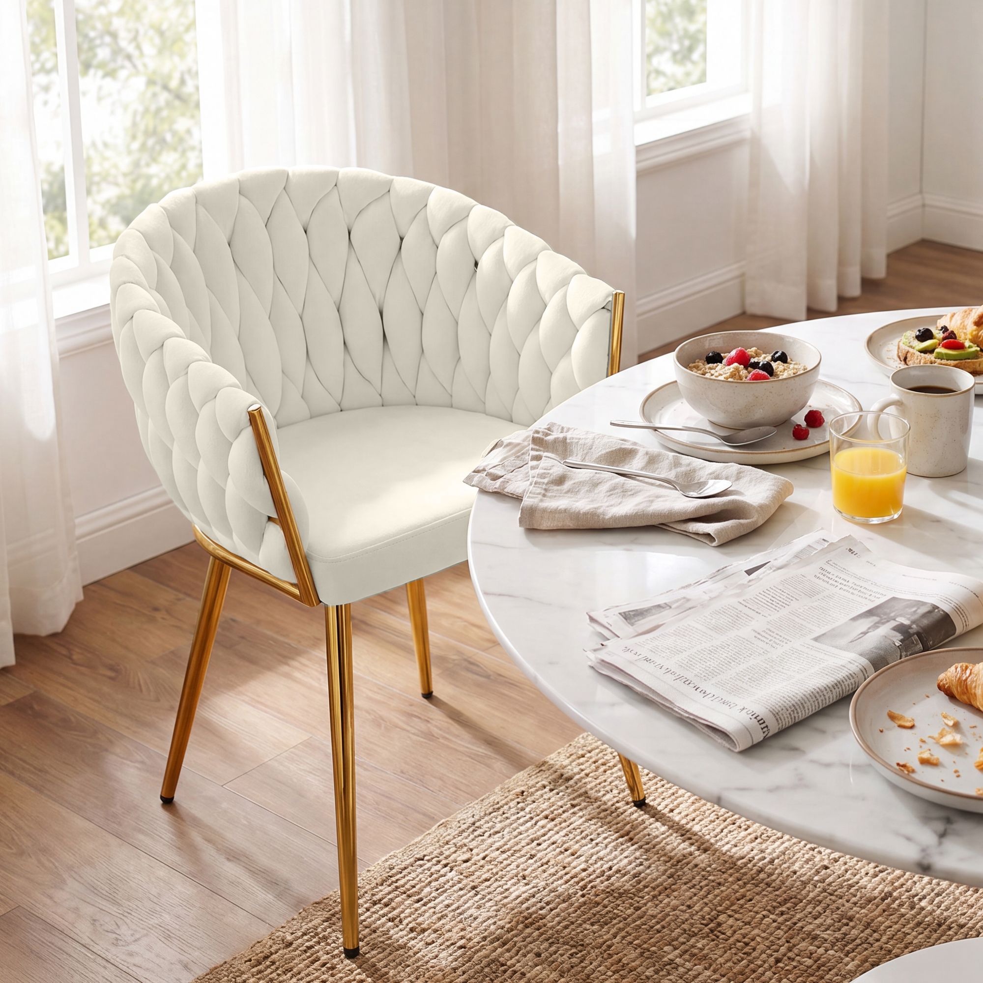 Sedia da pranzo Molise in velluto con finiture oro