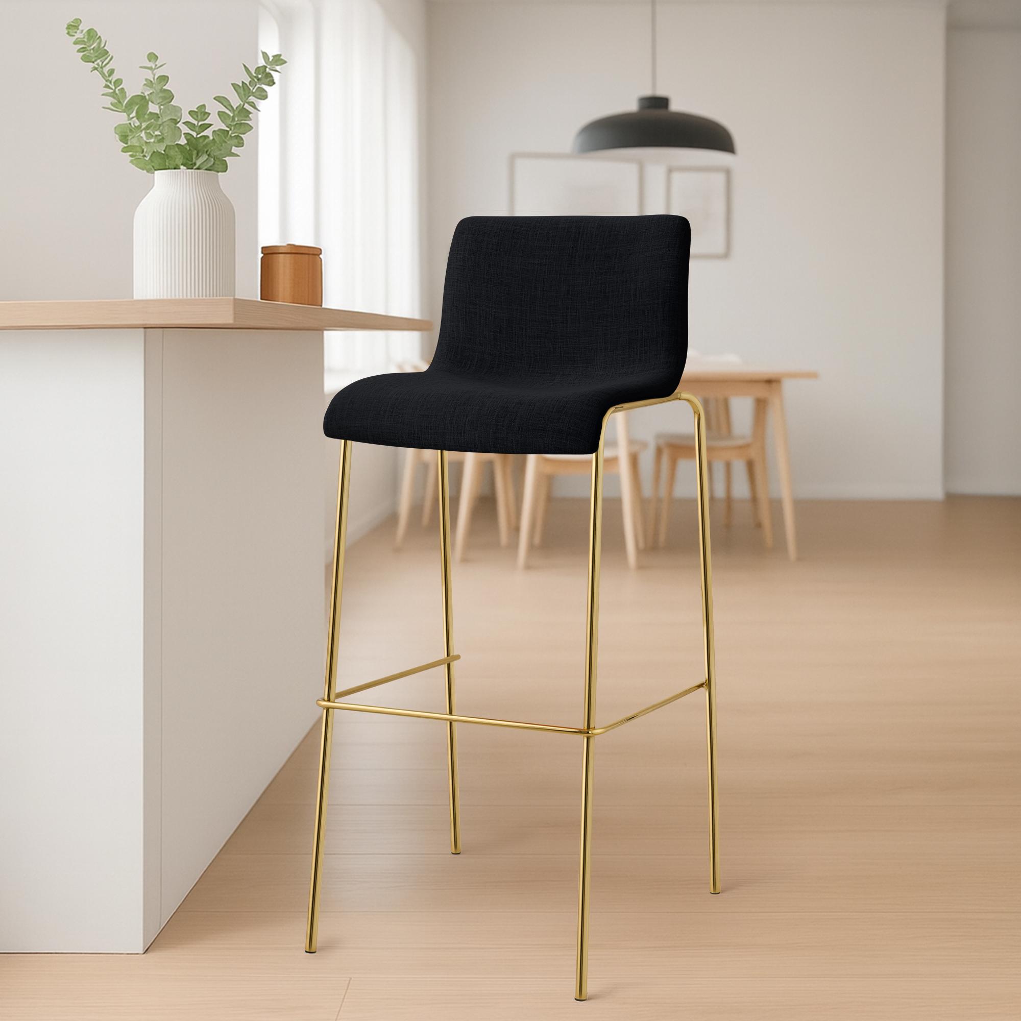 Sgabello Bar Hover Tessuto Base a Quattro Gambe Effetto Oro