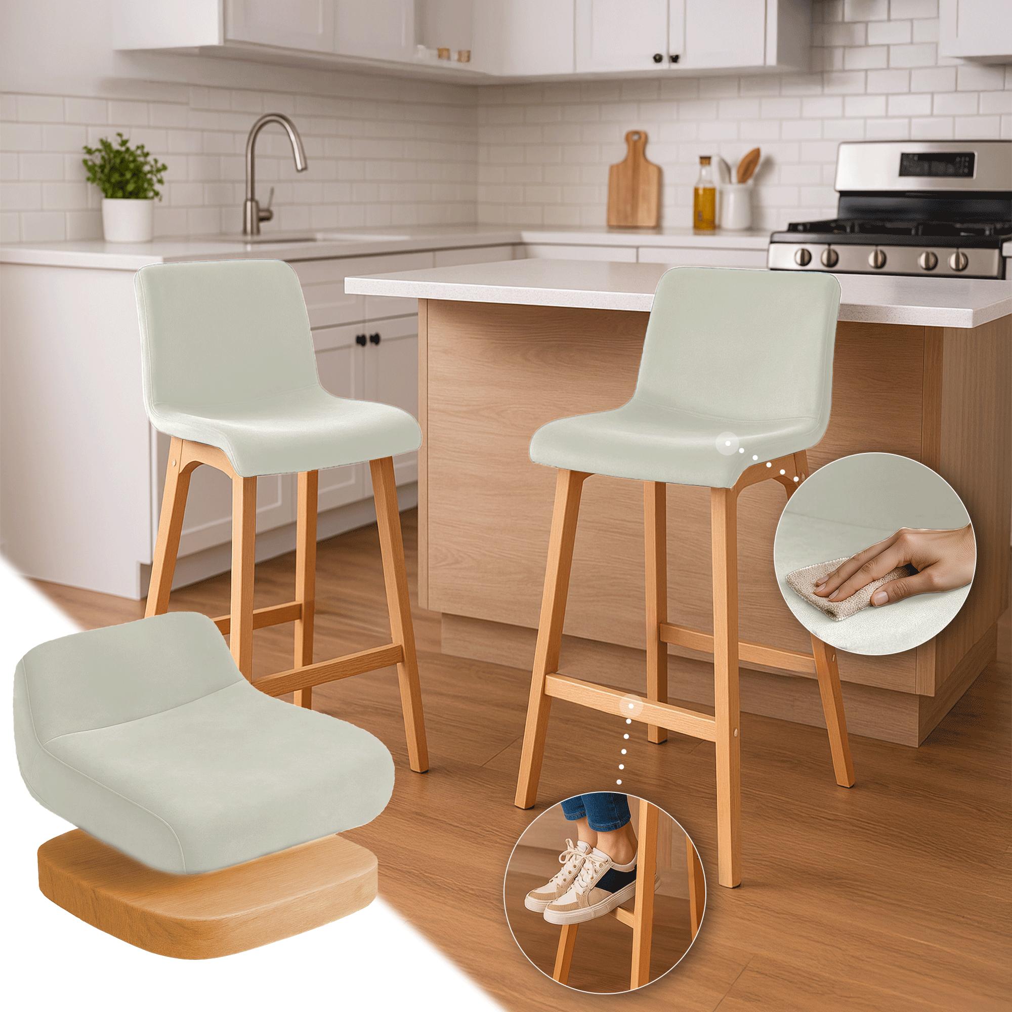 Sgabello Bar Hover Velluto Base a Quattro Gambe Natura
