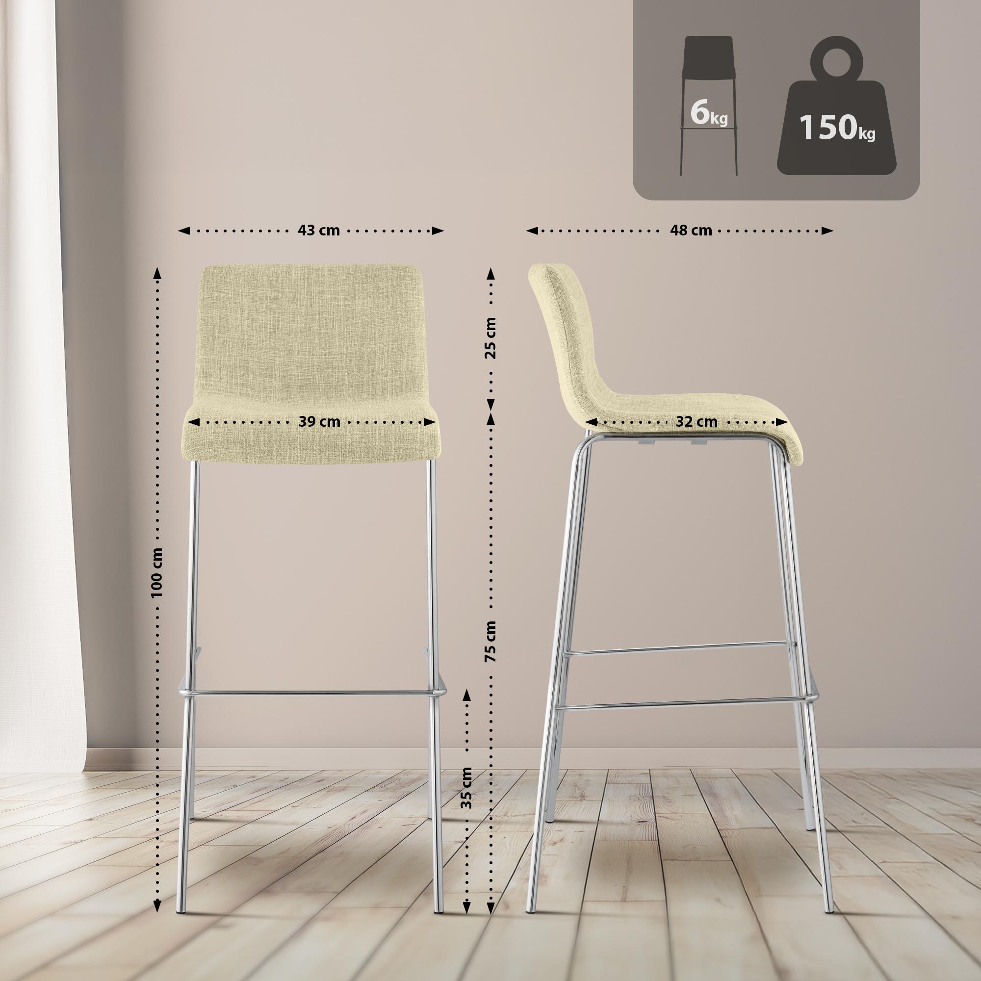 Set da 2 sgabelli da bar Hover in tessuto con base a 4 gambe