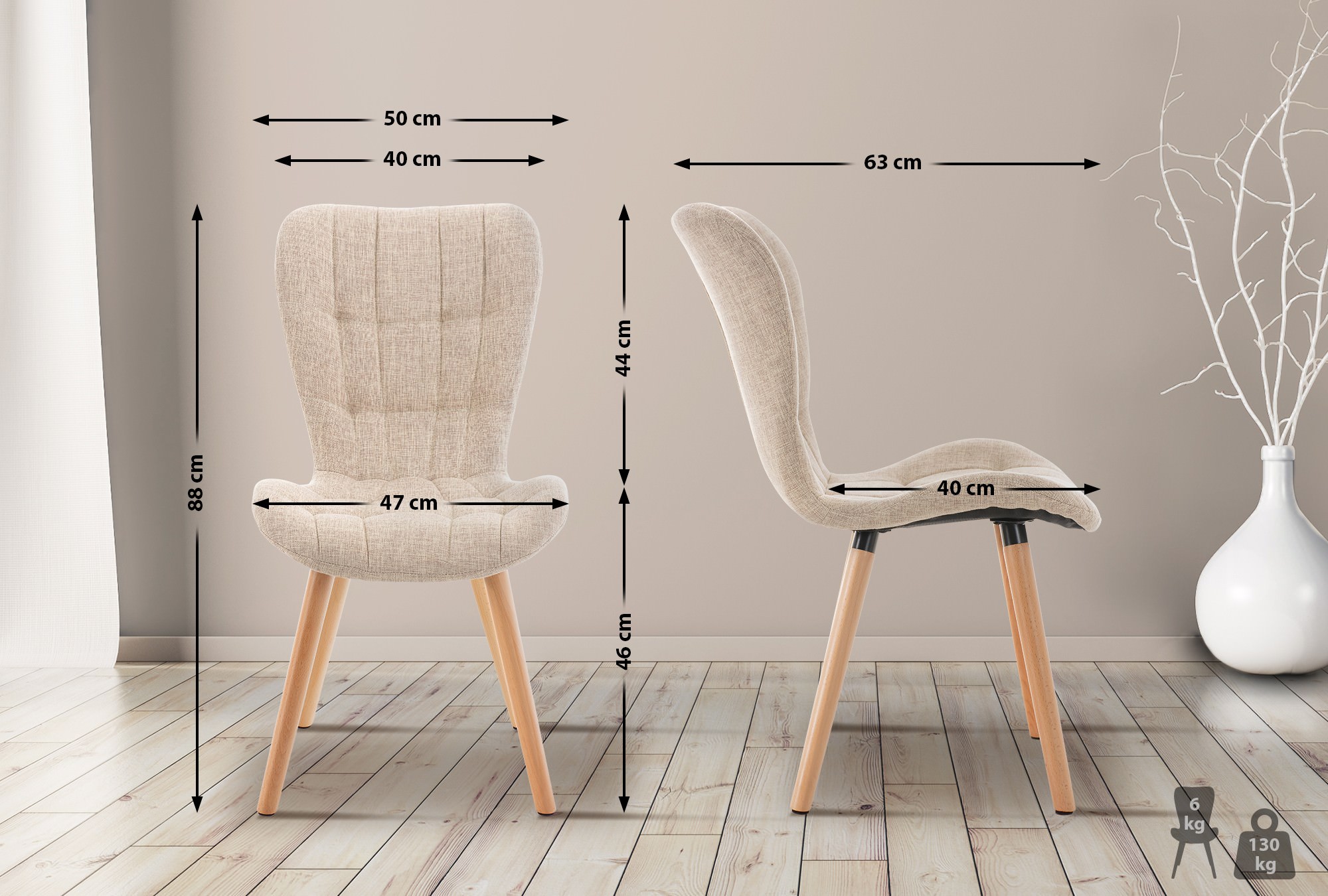 Set di 2 sedie da pranzo Elda