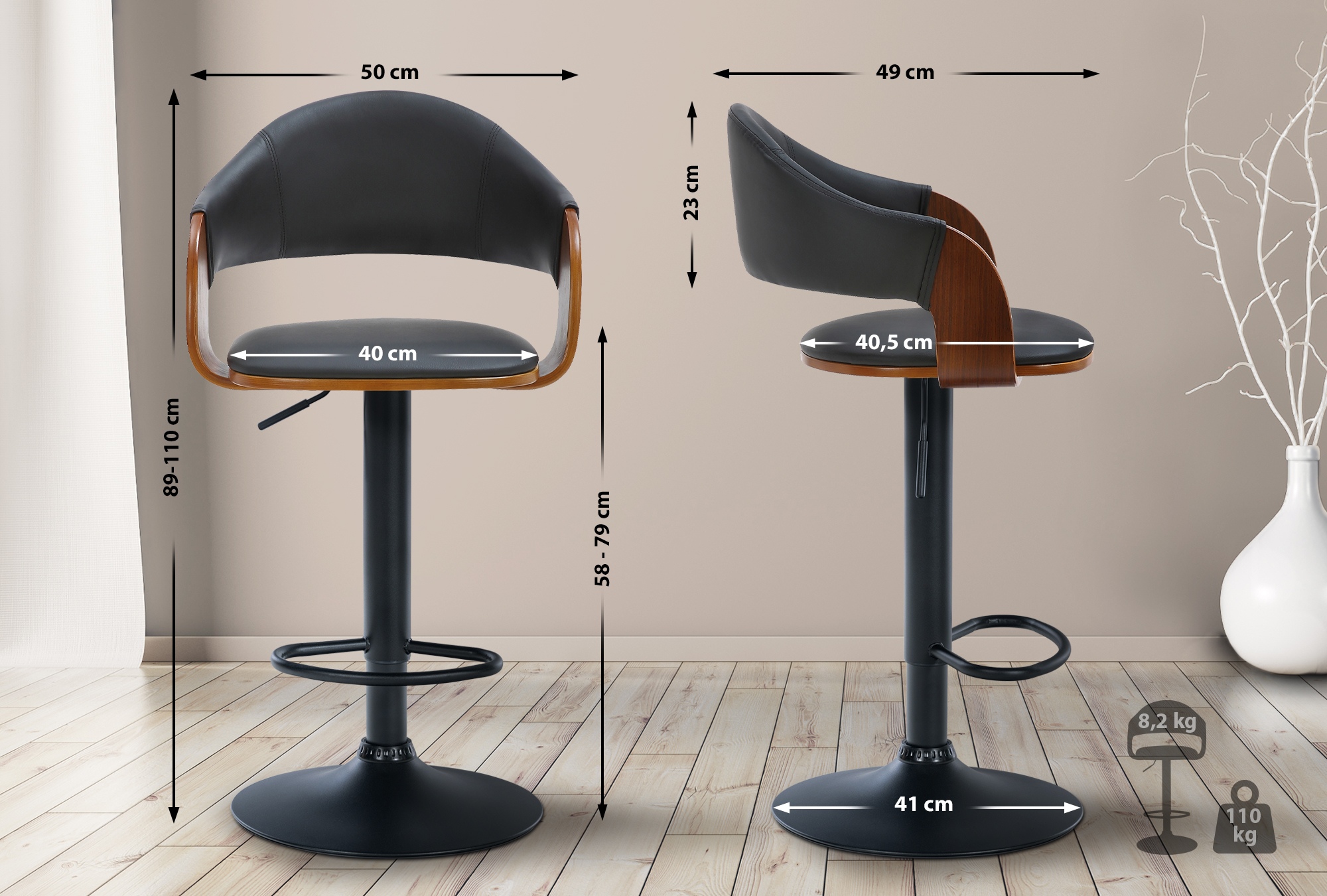 Set di 2 sgabelli da bar in similpelle Nilse