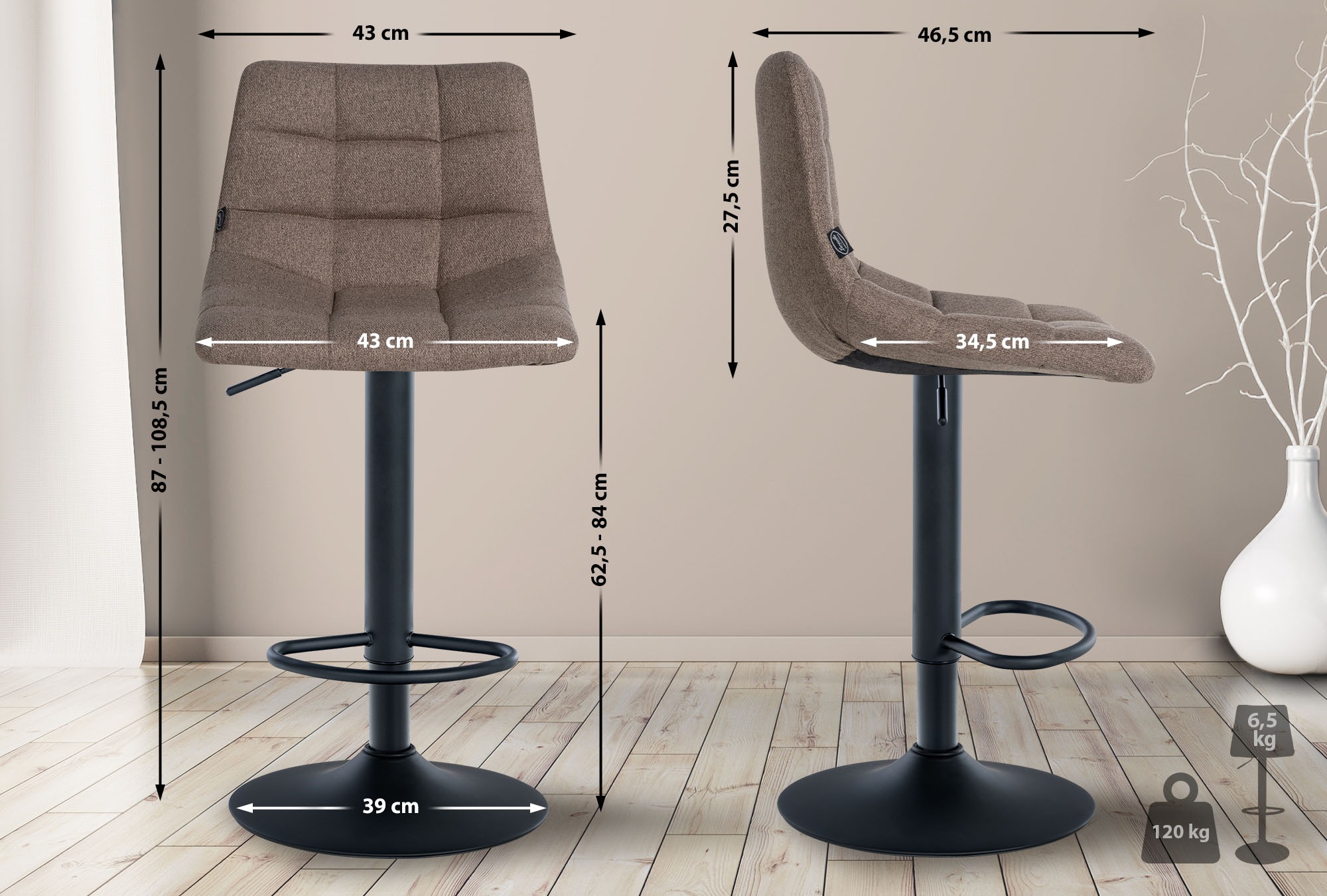 Set di 2 sgabelli da bar Jerry Fabric