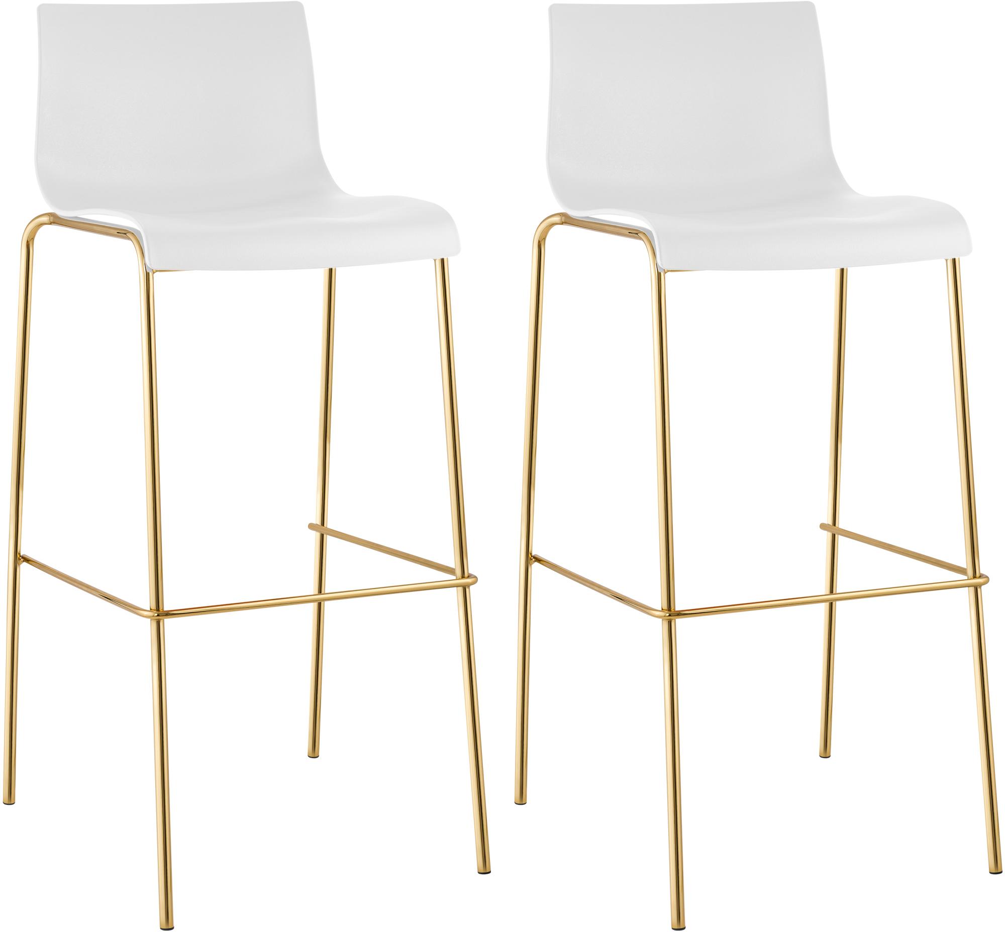 Set da 2 sgabelli da bar Hover in plastica con base a 4 gambe color oro